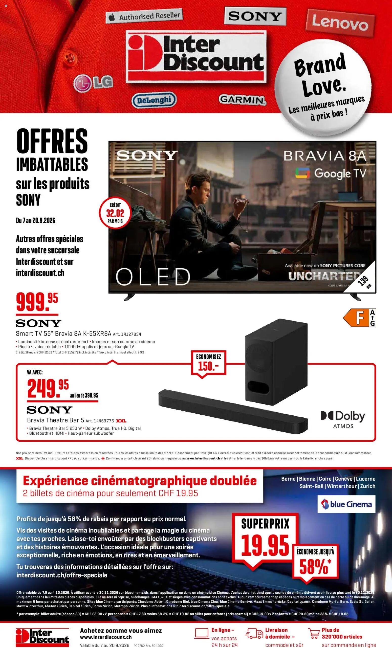 Vorschau des Merkblatts Interdiscount aktionen Offres vom Shop Interdiscount gültig von 07.09.2026 bis 20.09.2026 - TV, Lenovo, Sony