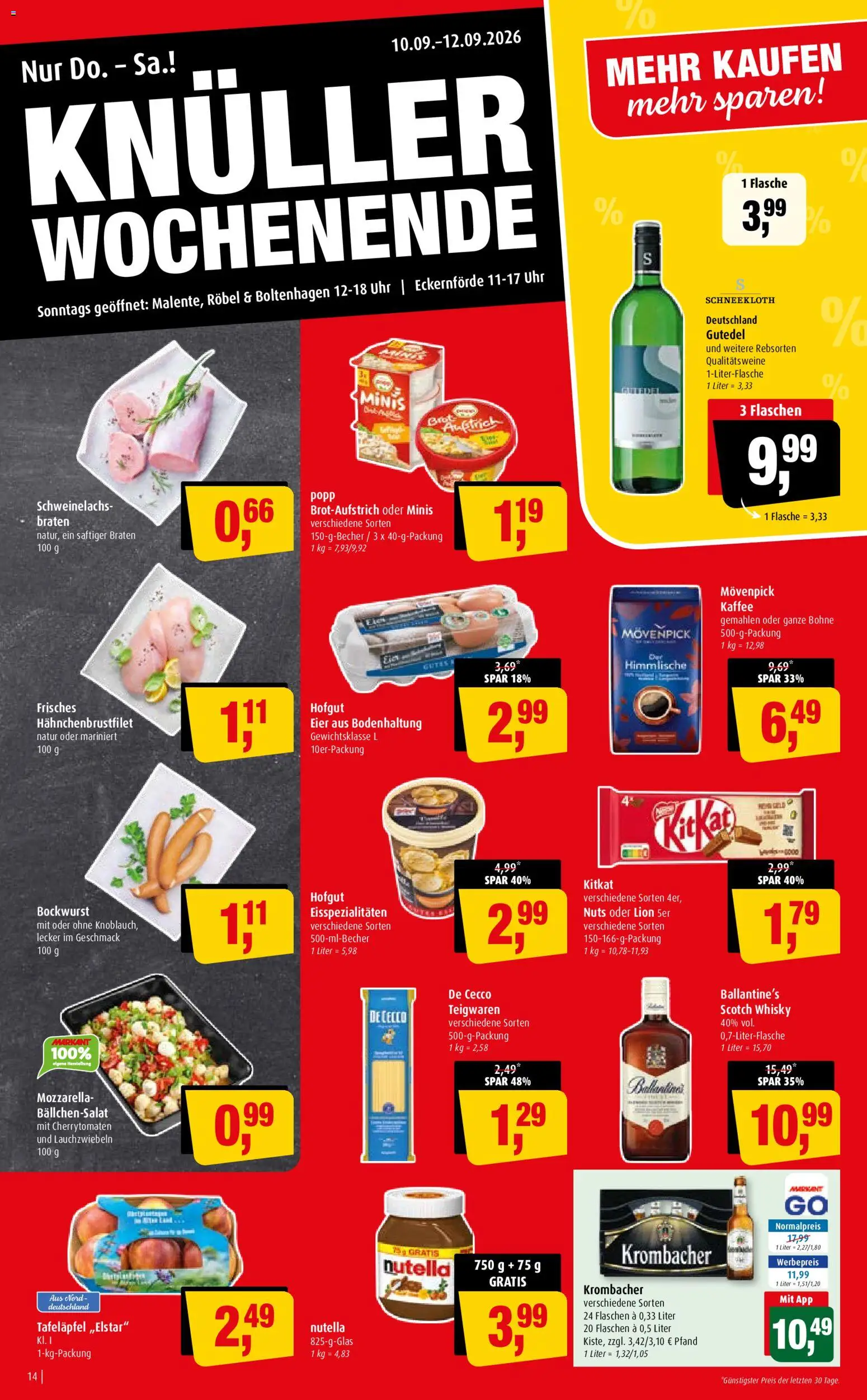 Vorschau von dem Prospekt des Geschäftes Markant, gültig ab dem 07.09.2026 - Kaffee, Uhr, Nutella, Whisky, Mozzarella, Krombacher, Bockwurst, Movenpick kaffee