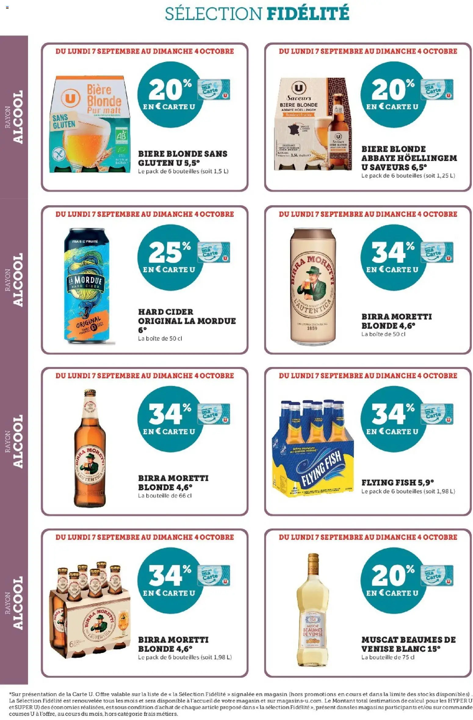 Prévisualisation de Super U - Ma sélection Carte U Septembre du magasin Super U formulaire valide 07/09/2026 - Bière, Bouteille, Bière blonde, Alcool