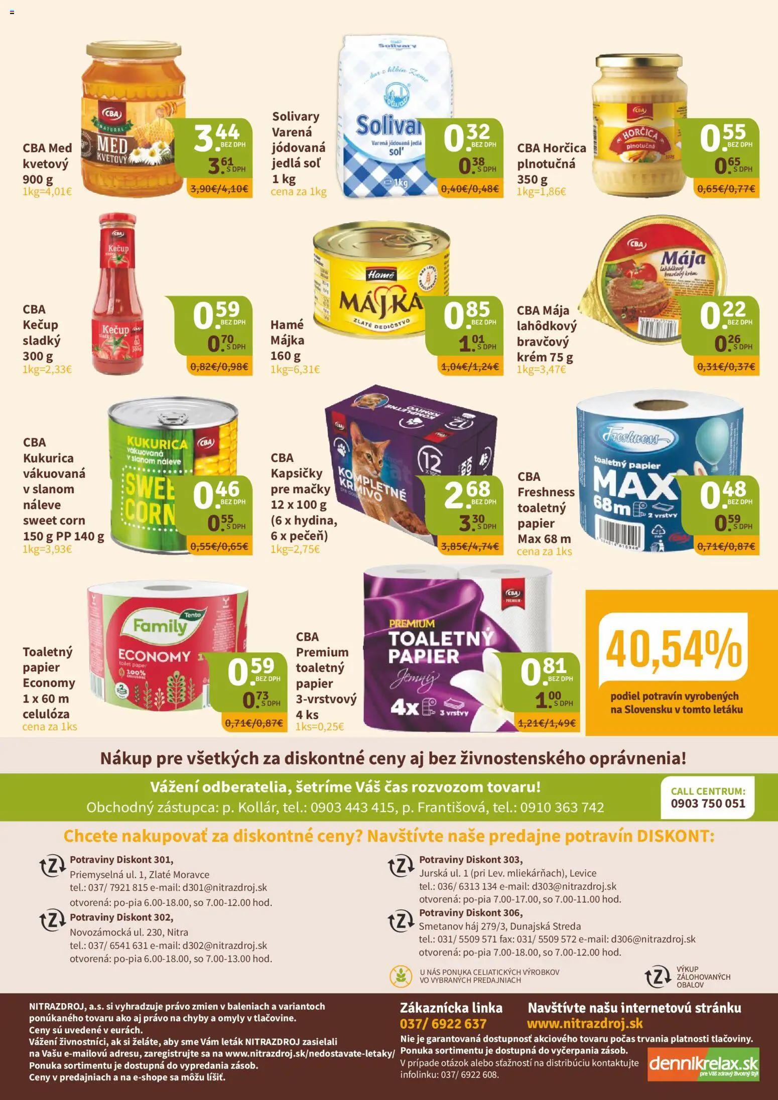 Náhľad Nitrazdroj letáku platného od 03.09.2026 - Med, Pečeň, Kukurica, Toaletný papier, Soľ, Horčica, Krém, Kapsičky