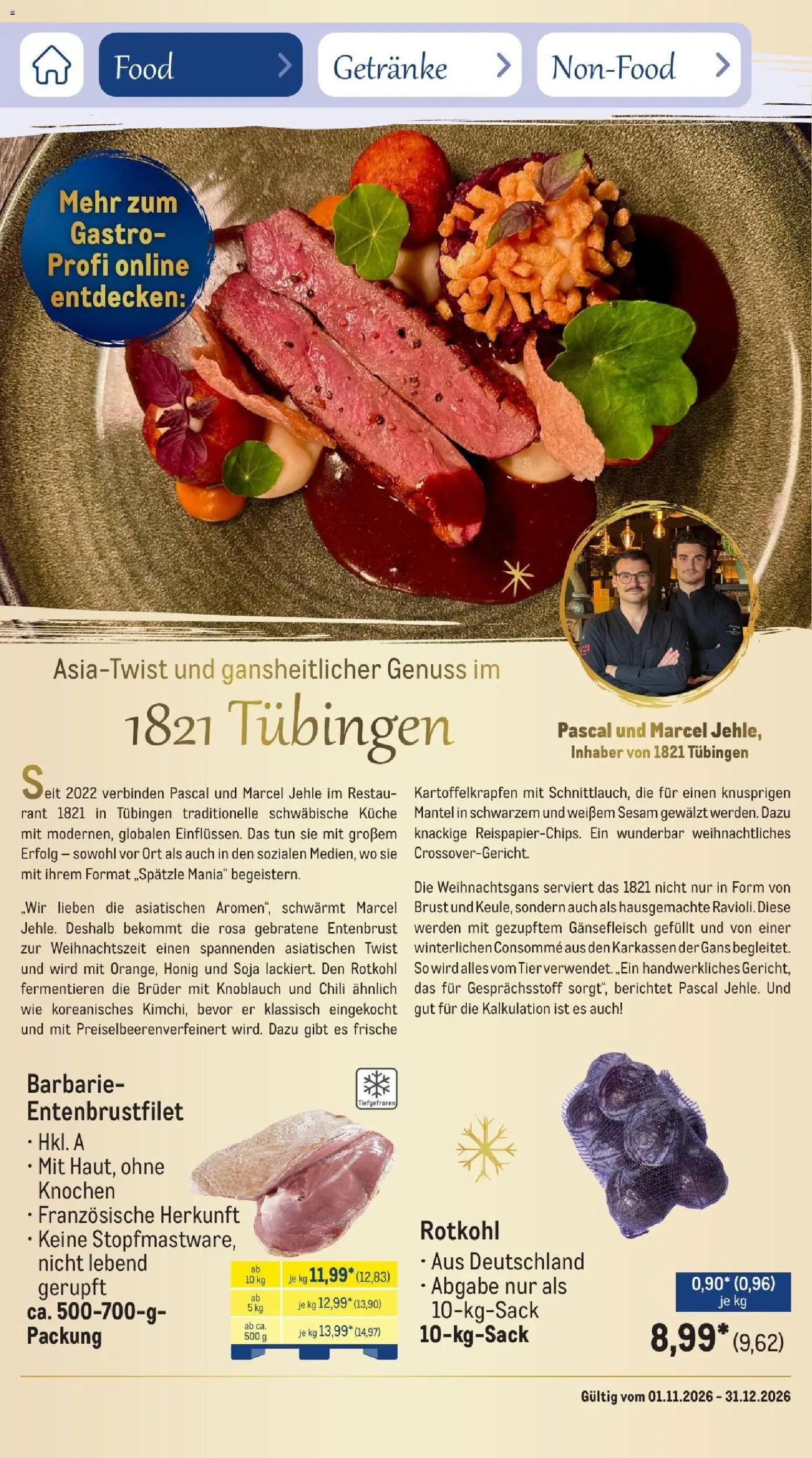 Vorschau von dem Prospekt des Geschäftes Metro, gültig ab dem 01.11.2026 - Küche, Mantel, Rotkohl, Knoblauch, Chili