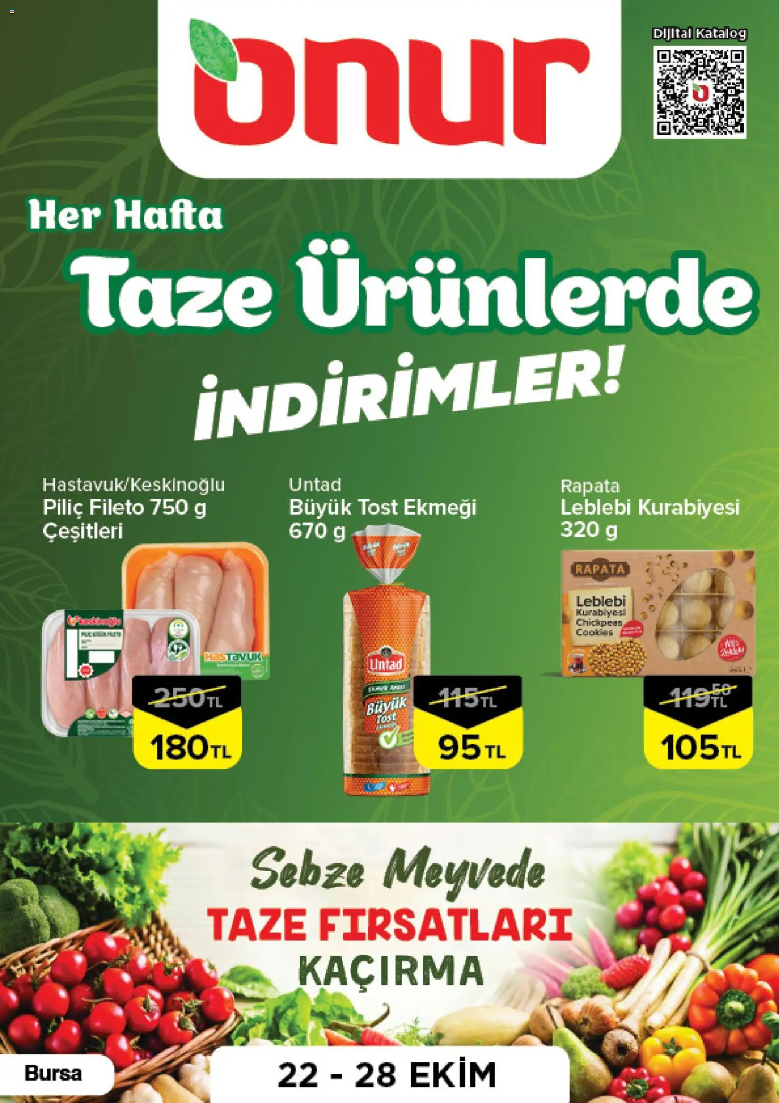 Onur Market Onur Market - Taze Ürünlerde İndirimler Bursa 22.10.2026 - Broşürünün önizlemesi - Sebze, Piliç