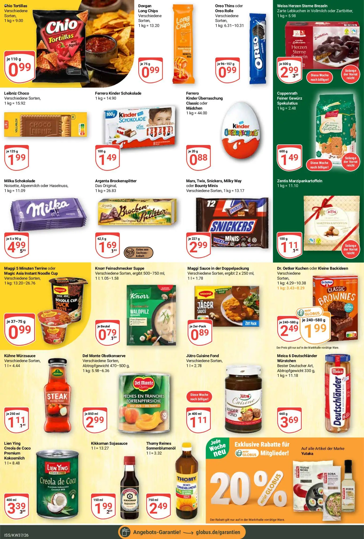 Vorschau von dem Prospekt des Geschäftes Globus, gültig ab dem 07.09.2026 - Schokolade, Steak, Tortillas, Maggi, Kokosmilch, Knorr, Saft, Chio tortillas