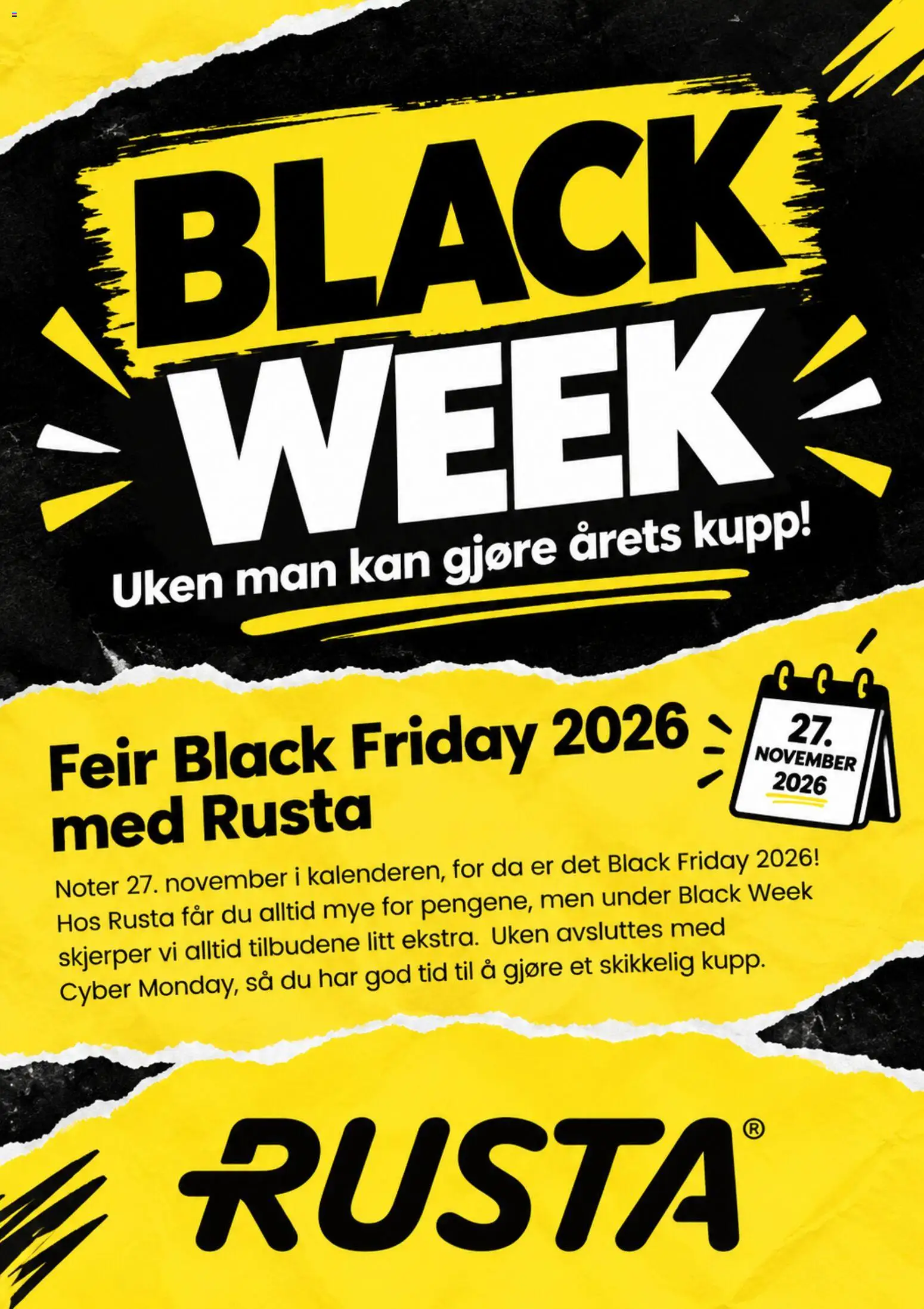 Forhåndsvis Rusta Black Friday avis fra butikk Rusta gyldig fra 19/10/2026