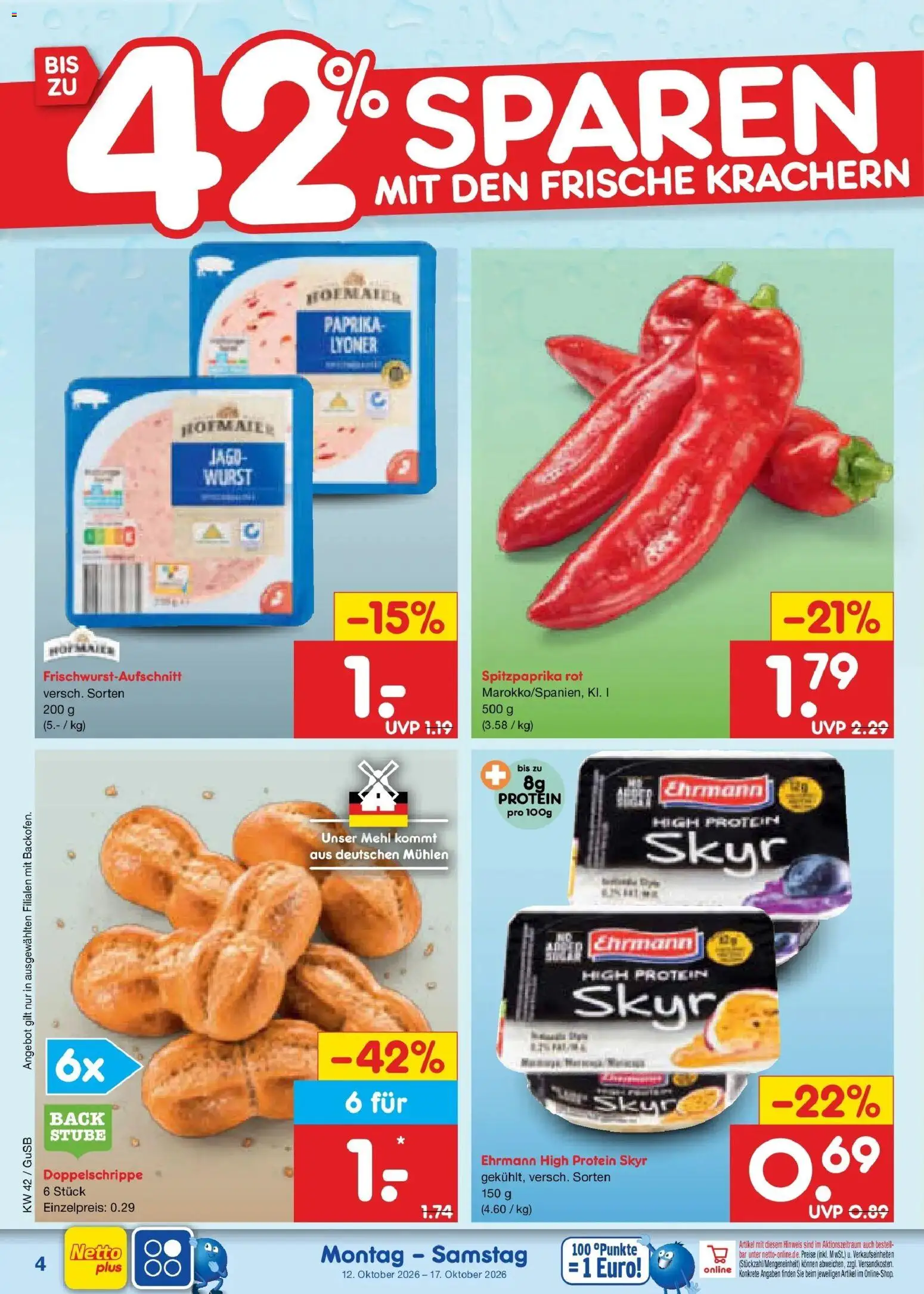 Vorschau von dem Prospekt des Geschäftes Netto Marken-Discount, gültig ab dem 12.10.2026 - Wurst, Skyr, Paprika, Mehl