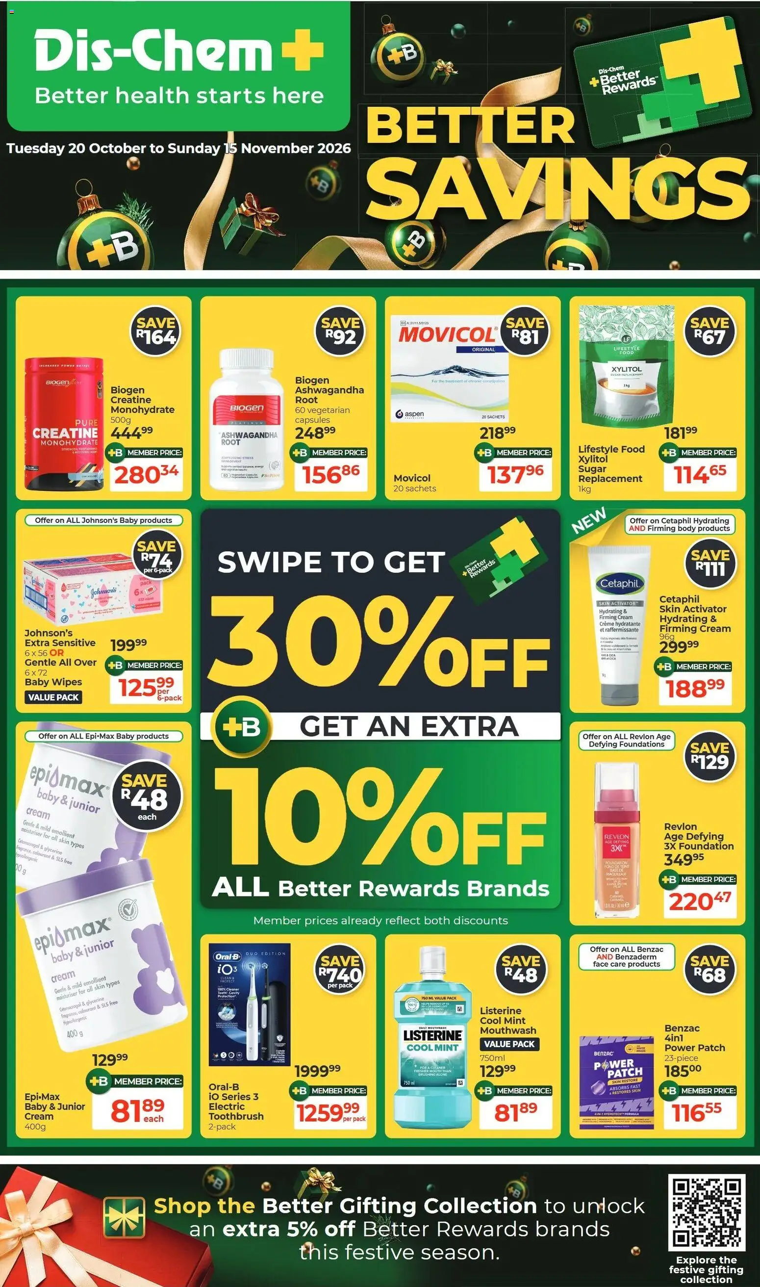 Preview of Dis-Chem flyer valid from 20/10/2026 - Sugar, Foundation, Cream, Mouthwash, Caramel, Toothbrush