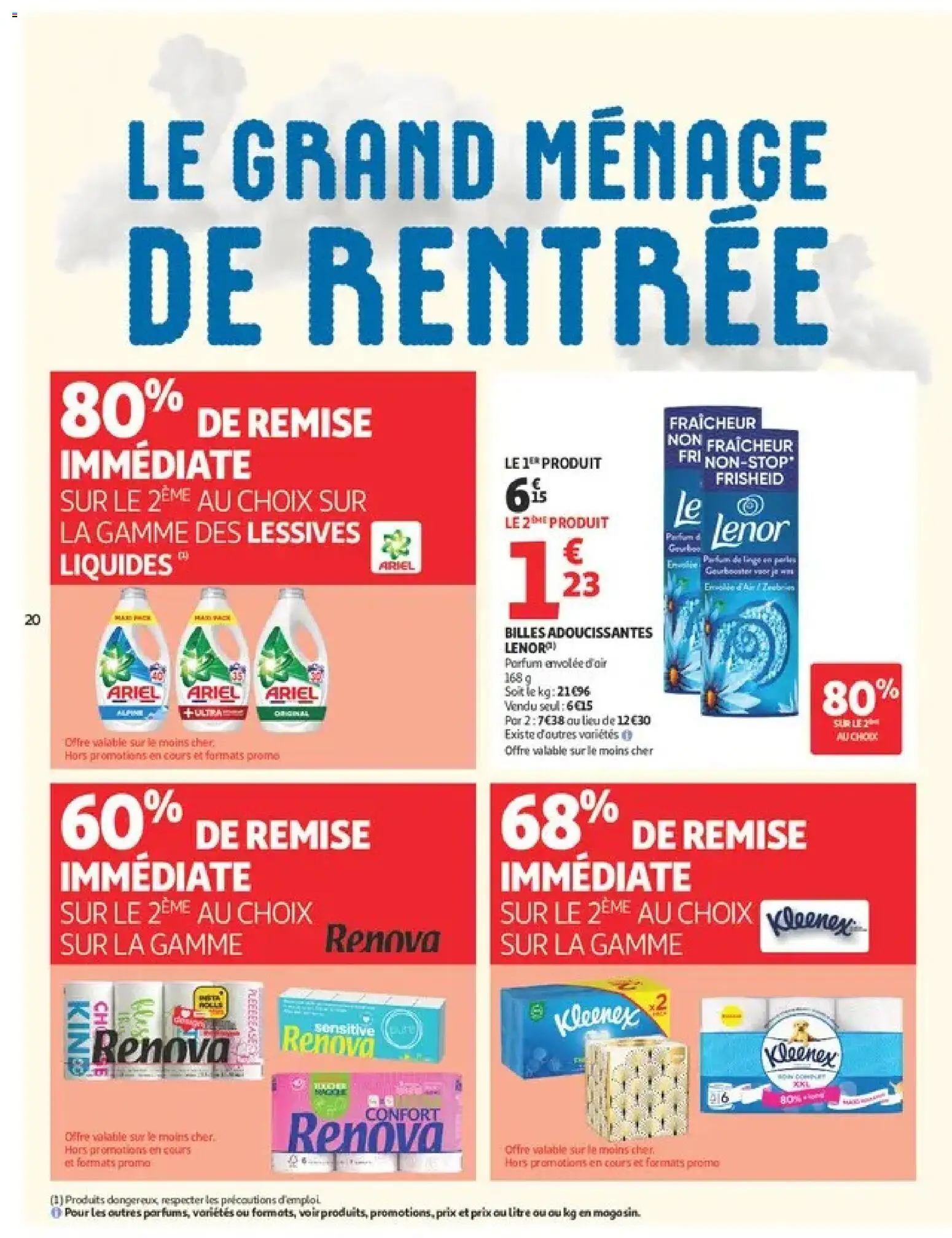 Prévisualisation de Auchan Ménage rentrée hypers du magasin Auchan formulaire valide 08/09/2026 - Parfum, Ariel, Hygiène, Détergent, Lenor