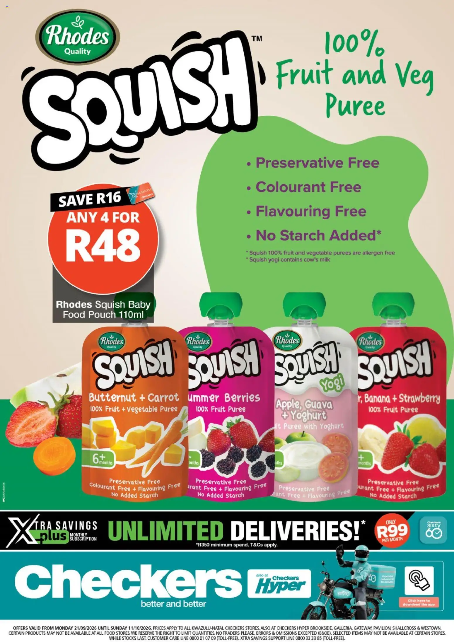 Preview of Checkers flyer valid from 21/09/2026 - Fruit, Milk, Yoghurt, Baby food, Preservative