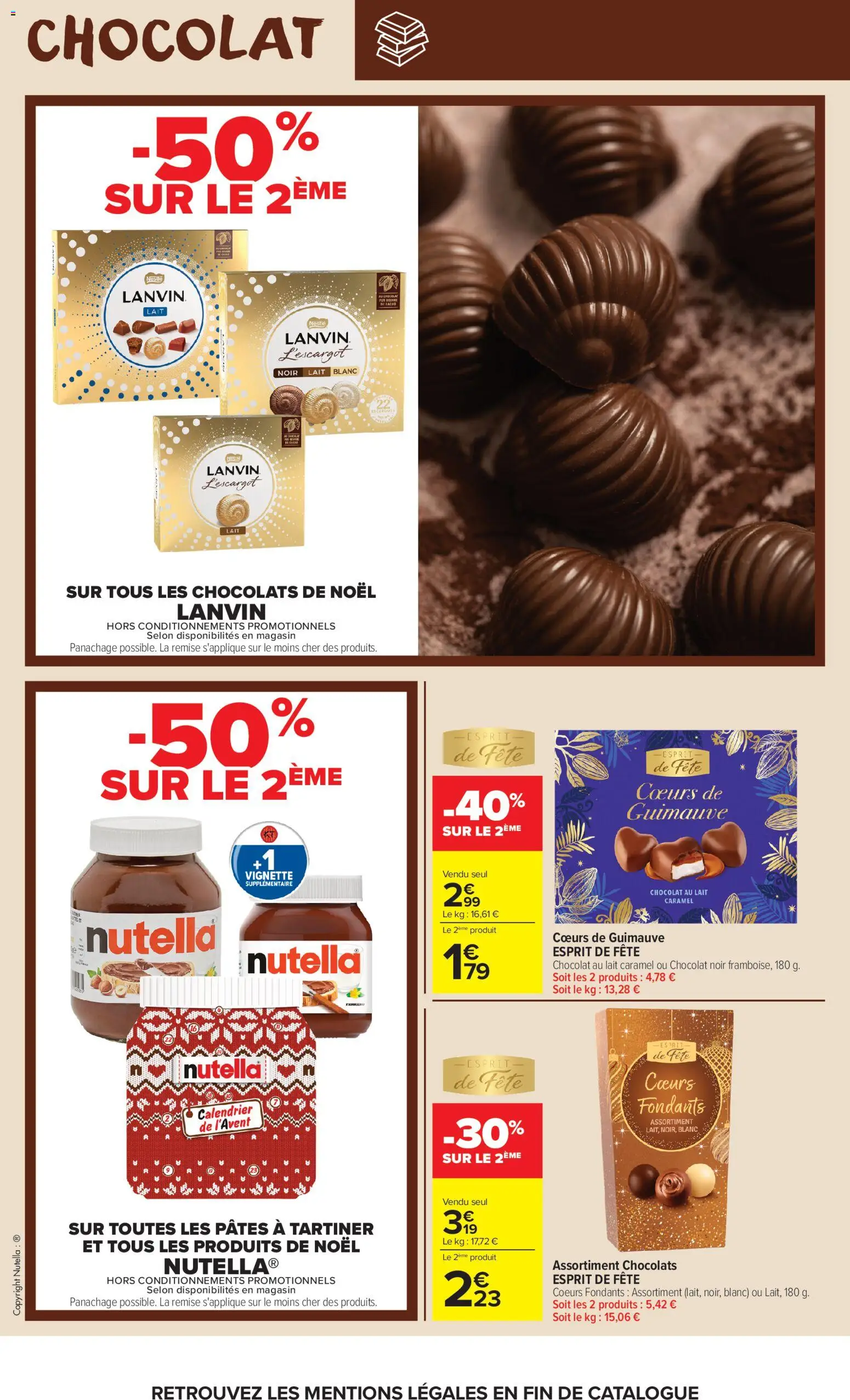 Prévisualisation de Carrefour Market catalogue du magasin Carrefour Market formulaire valide 27/10/2026 - Calendrier, Chocolat, Nutella, Lait, Pâtes, Chocolat noir, Chocolats de noël, Chocolat au lait