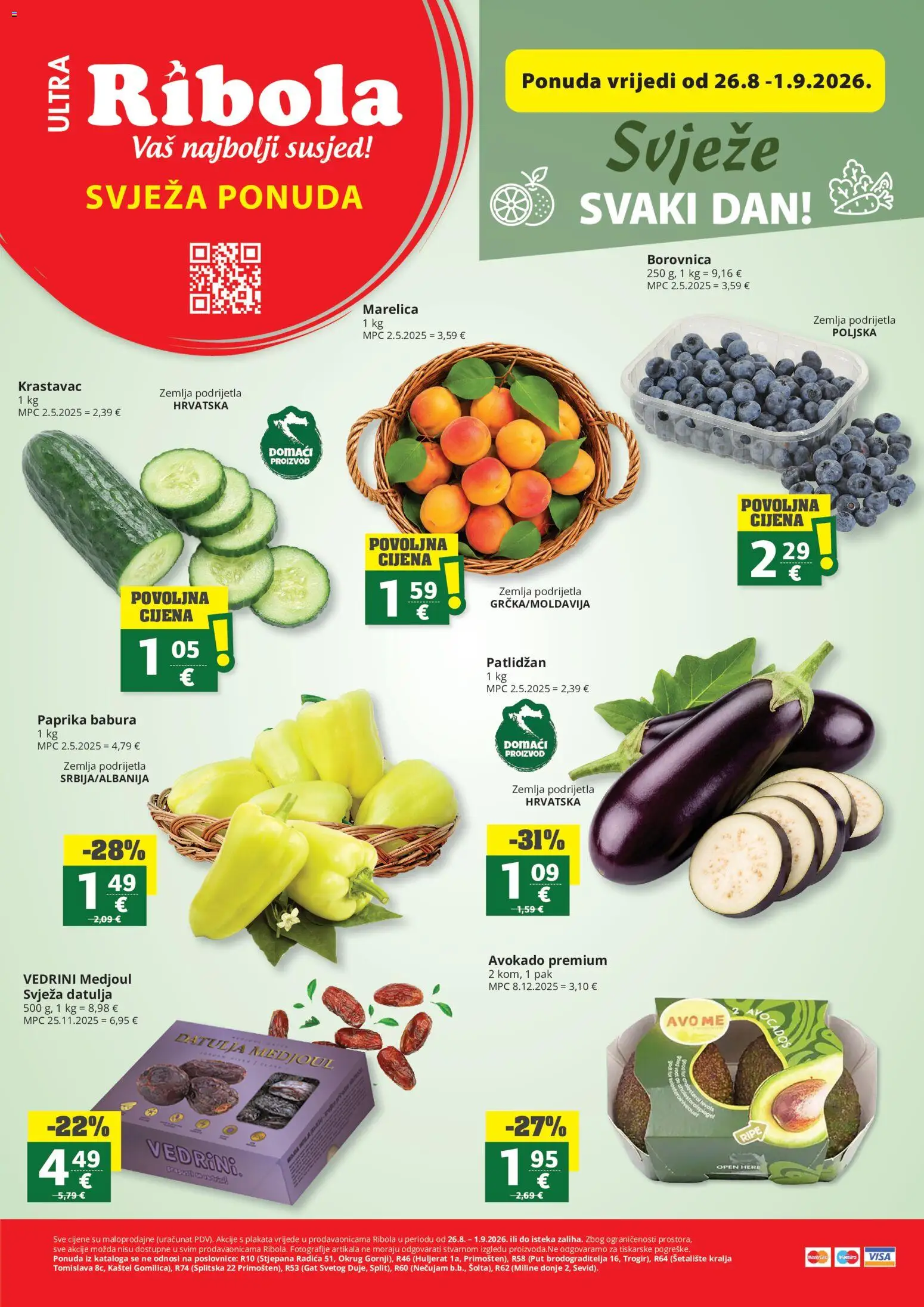 Pregled letka Ribola Svježa ponuda trgovine Ribola vrijedi od 26.08.2026