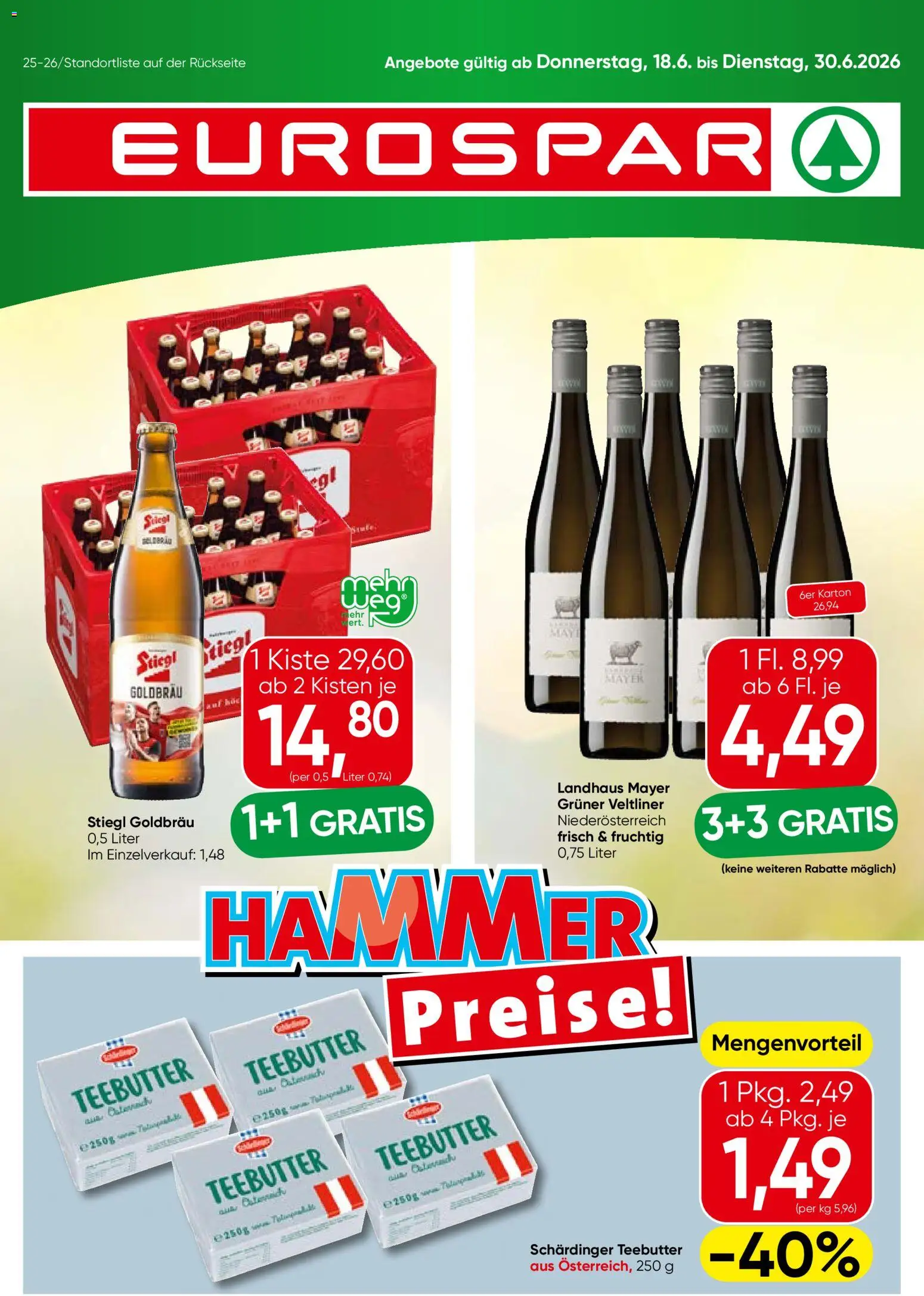 Vorschau der Angebote: Eurospar Eurospar Flugblatt gültig ab 18.06.2026