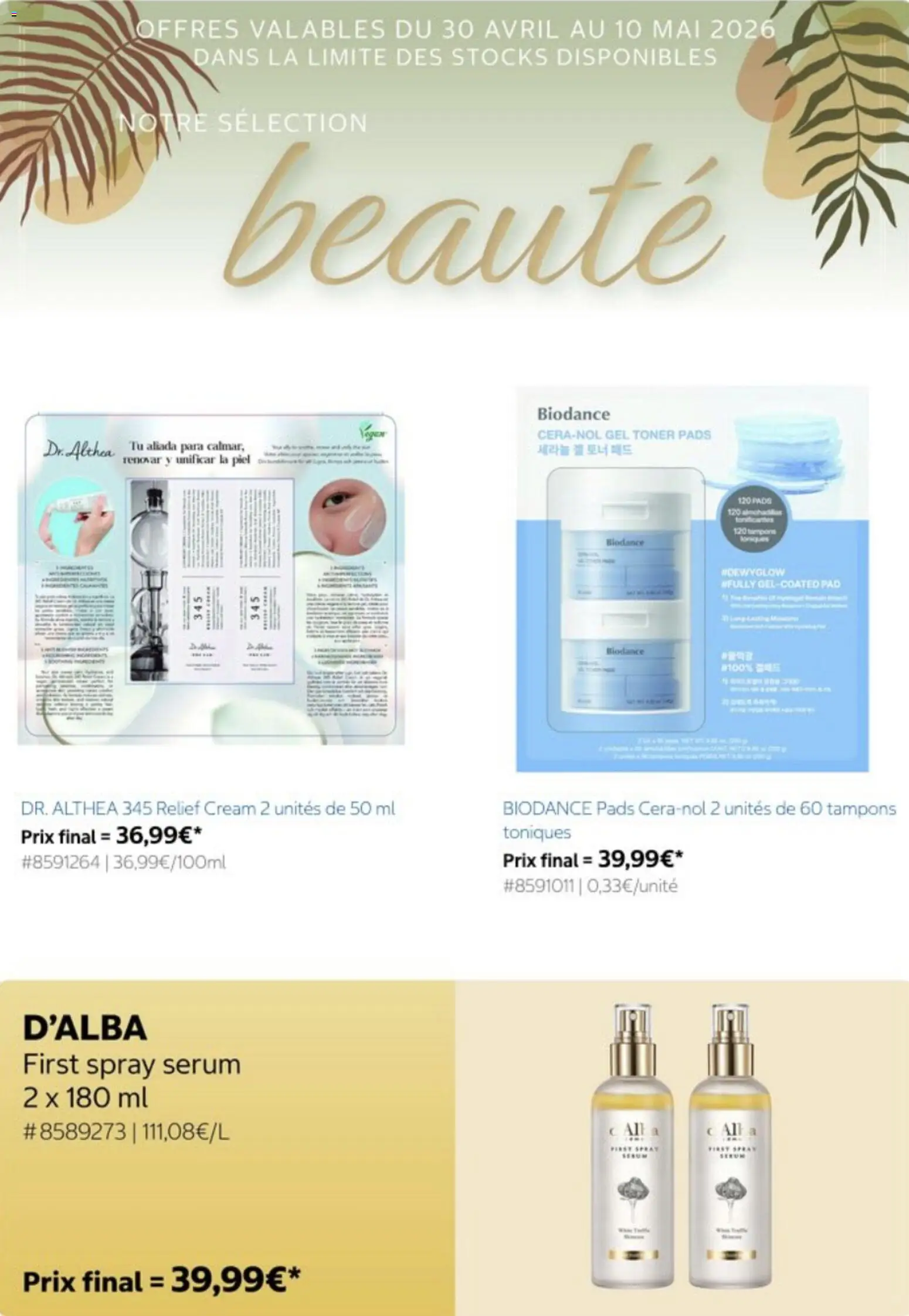Prévisualisation de Costco Notre sélection beauté du magasin Costco formulaire valide 30/04/2026 - Tampons, Serum, Toner