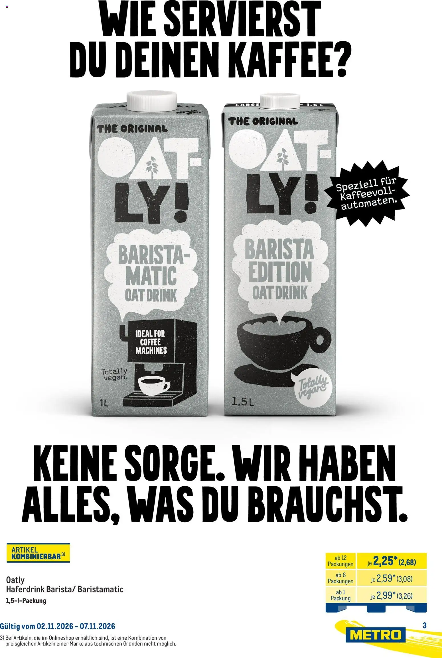 Vorschau von dem Prospekt des Geschäftes Metro, gültig ab dem 02.11.2026 - Kaffee, Oatly, Haferdrink