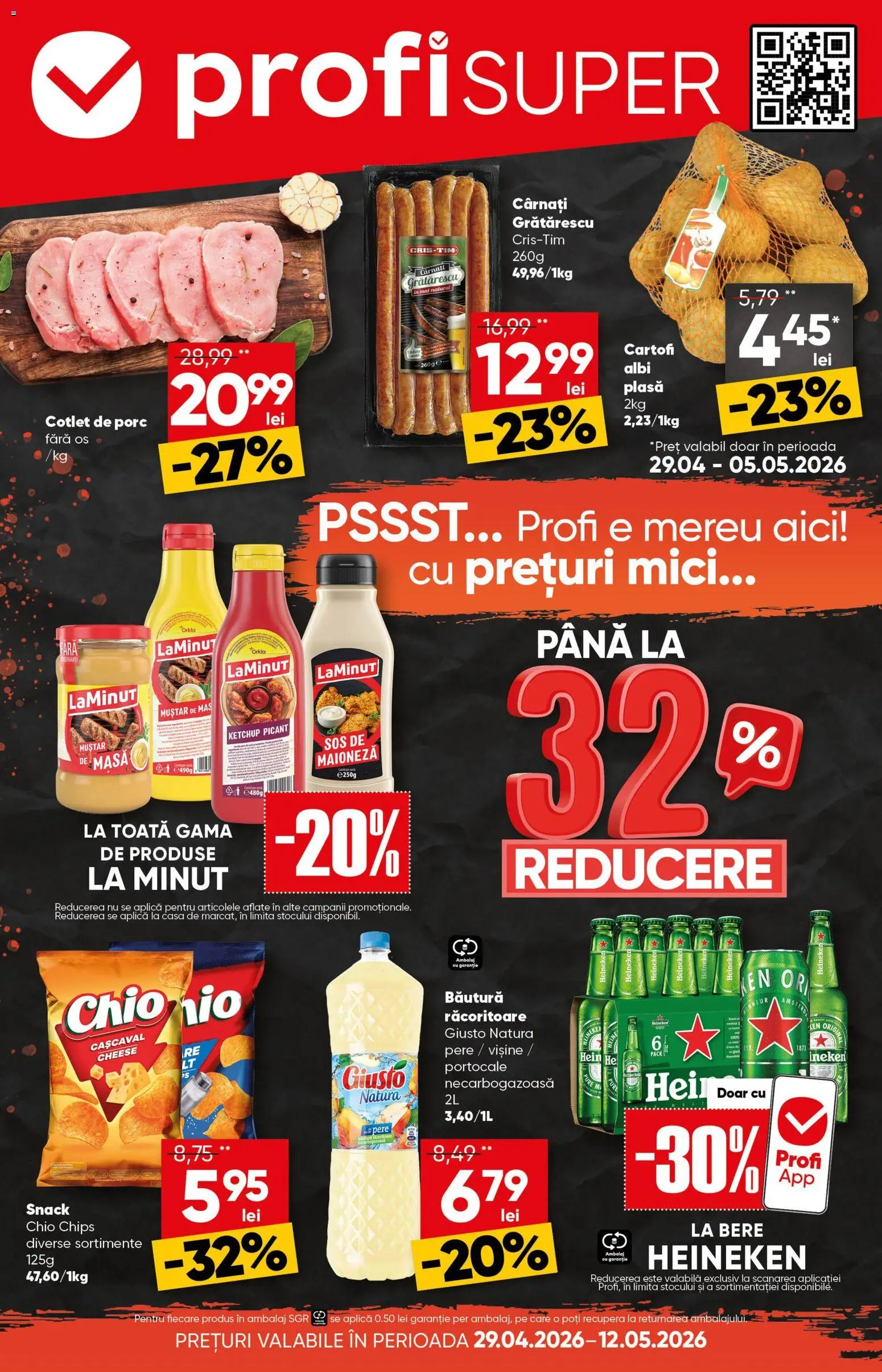 Previzualizarea de cataloage: Profi Profi Catalog valabil de la 29.04.2026 - Masă, Bere, Cașcaval, Sos, Cartofi, Pere, Cârnați, Cotlet