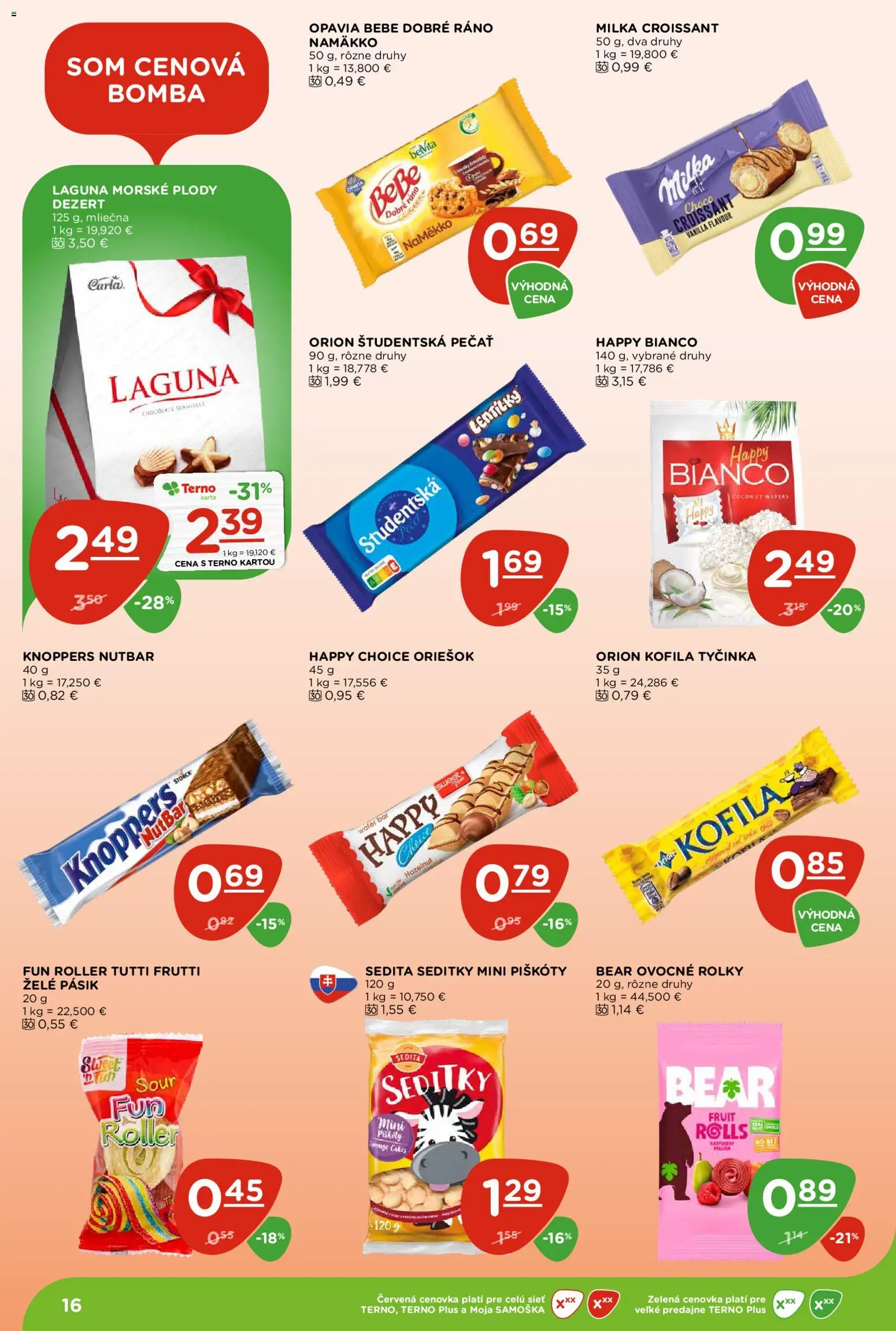 Náhľad Terno letáku platného od 22.10.2026 - Croissant, Milka, Dezert, Študentská pečať, Piškóty, Morské plody, BeBe Dobré ráno
