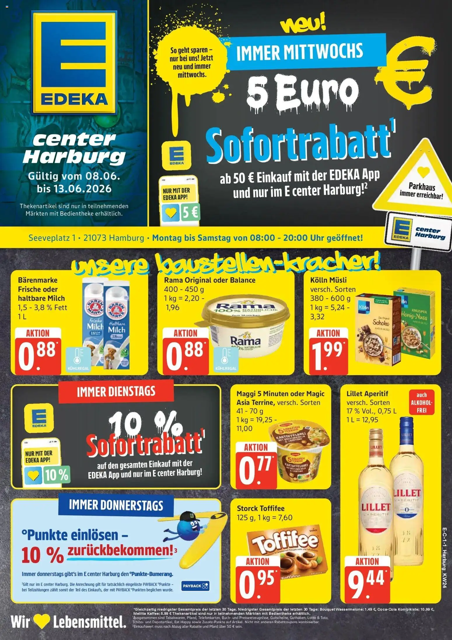 Vorschau von dem Prospekt des Geschäftes Edeka, gültig ab dem 08.06.2026 - Maggi, Alkohol, Wassermelone, Margarine, Rama, Haltbare milch, Kolln, Kolln musli