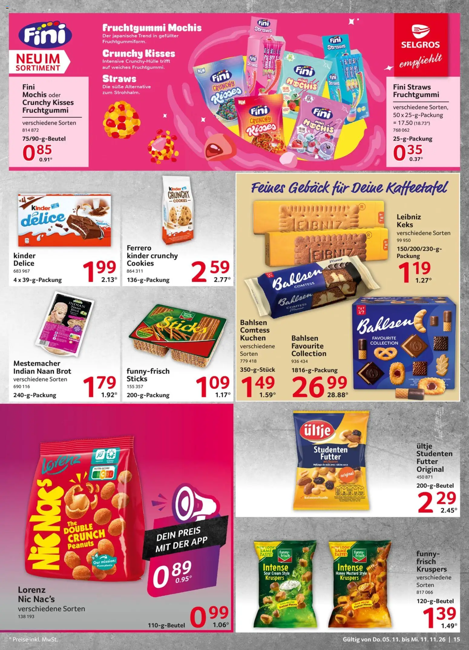 Vorschau von dem Prospekt des Geschäftes Selgros, gültig ab dem 05.11.2026 - Kuchen, Brot, Rosinen