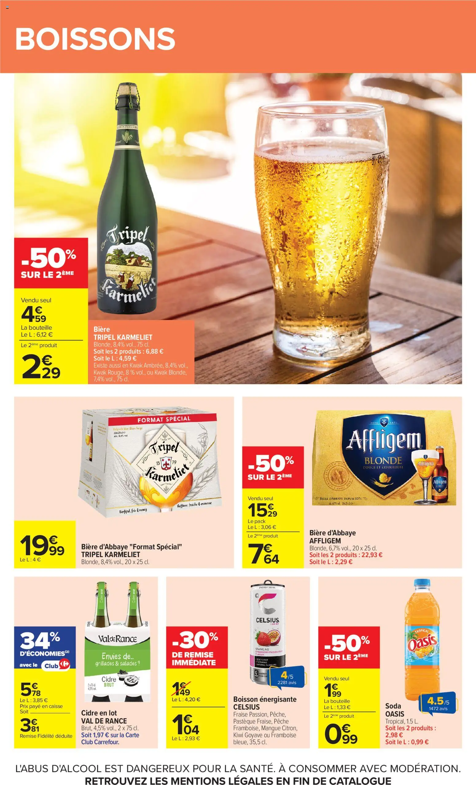 Prévisualisation de Carrefour Market Petit dejeuner du magasin Carrefour Market formulaire valide 01/09/2026 - Bière, Goyave, Pêche, Fraise, Framboise, Pastèque, Mangue, Soda