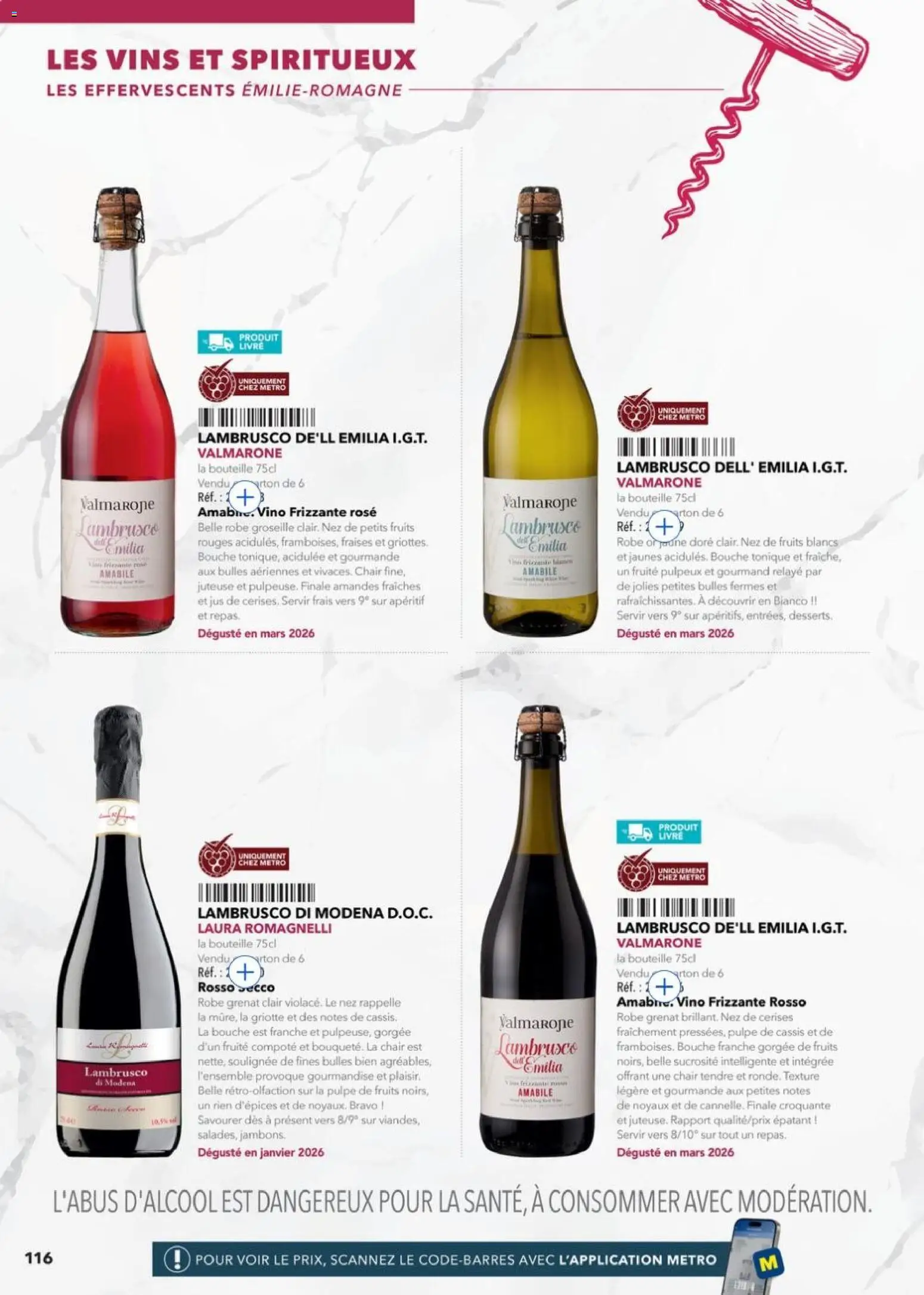 Prévisualisation de METRO - Guide Italie du magasin METRO formulaire valide 28/05/2026 - Cassis, Fruits, Amandes, Groseille, Bouteille, Jus, Lambrusco, Tonique