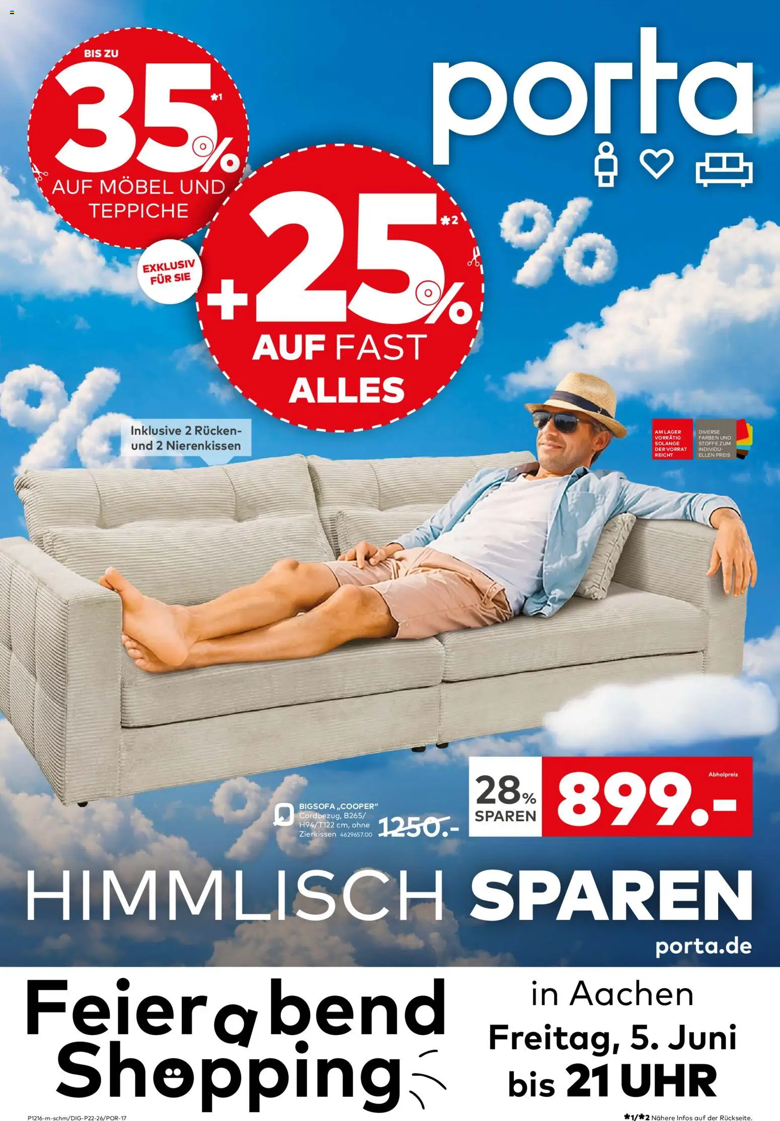 Vorschau von dem Prospekt des Geschäftes Porta!, gültig ab dem 01.06.2026 - Uhr, Bigsofa