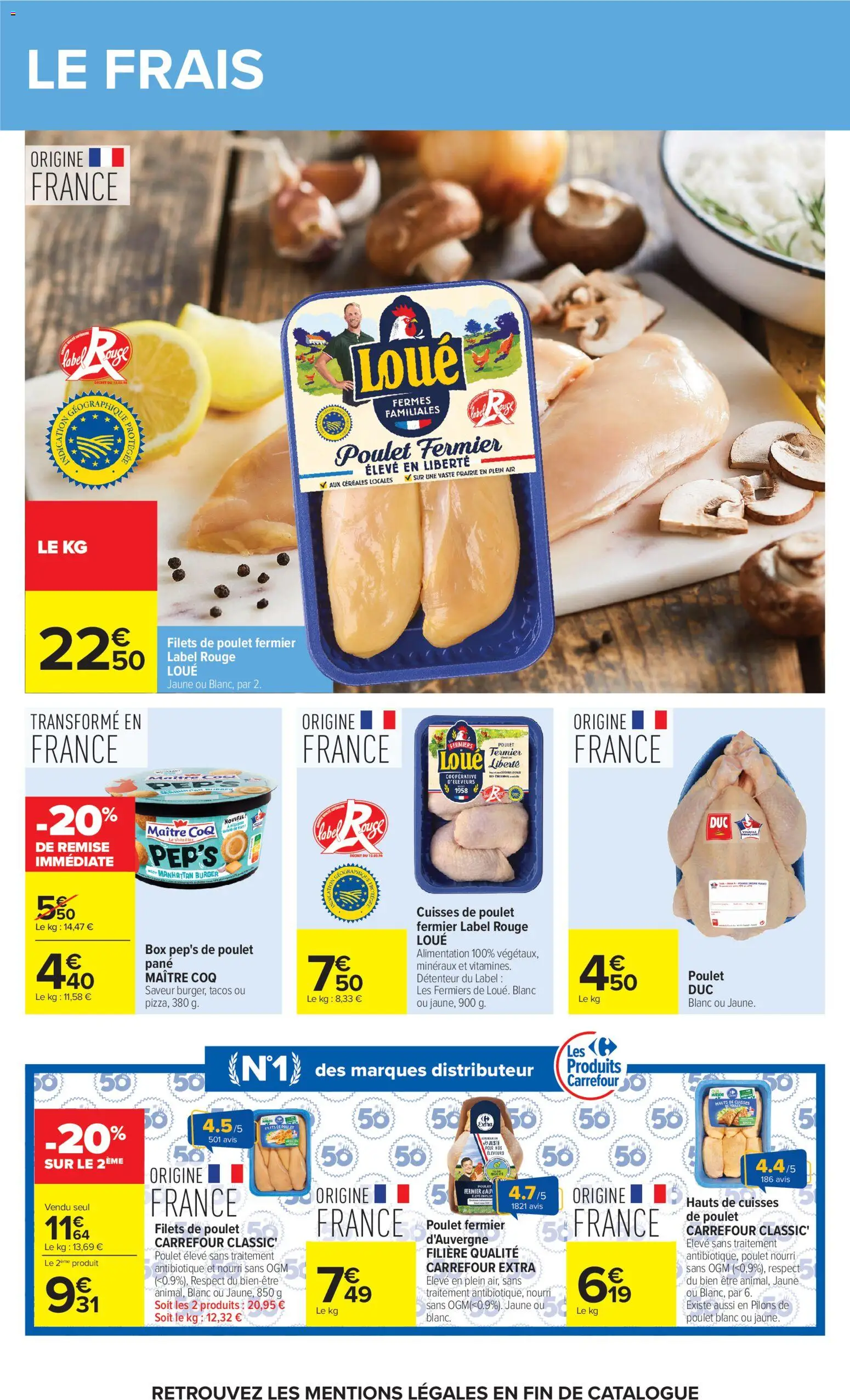 Prévisualisation de Carrefour Market Petit dejeuner du magasin Carrefour Market formulaire valide 01/09/2026 - Burger, Alimentation, Poulet, Coq, Céréales, Cuisses de poulet, Filets de poulet, Pilons