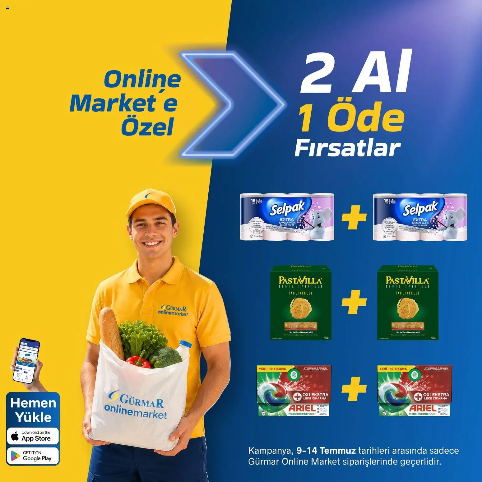 Gürmar Gürmar - 1 Alana 1 Bedava fırsatları 09.07.2026 - Broşürünün önizlemesi - Tuvalet, Tuvalet kağıdı