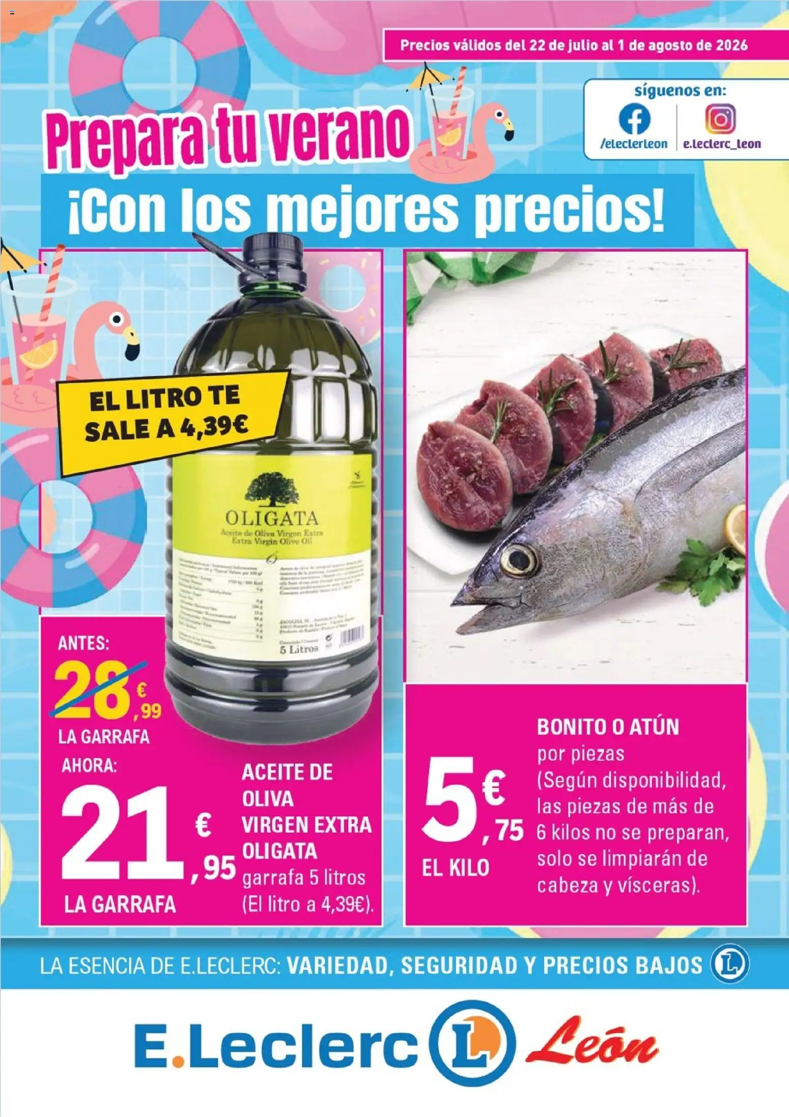 Vista previa del folleto de la tienda E.Leclerc válido desde el 22/07/2026 - Aceite de oliva, Té, Aceite, Aceite de oliva virgen extra, Atún