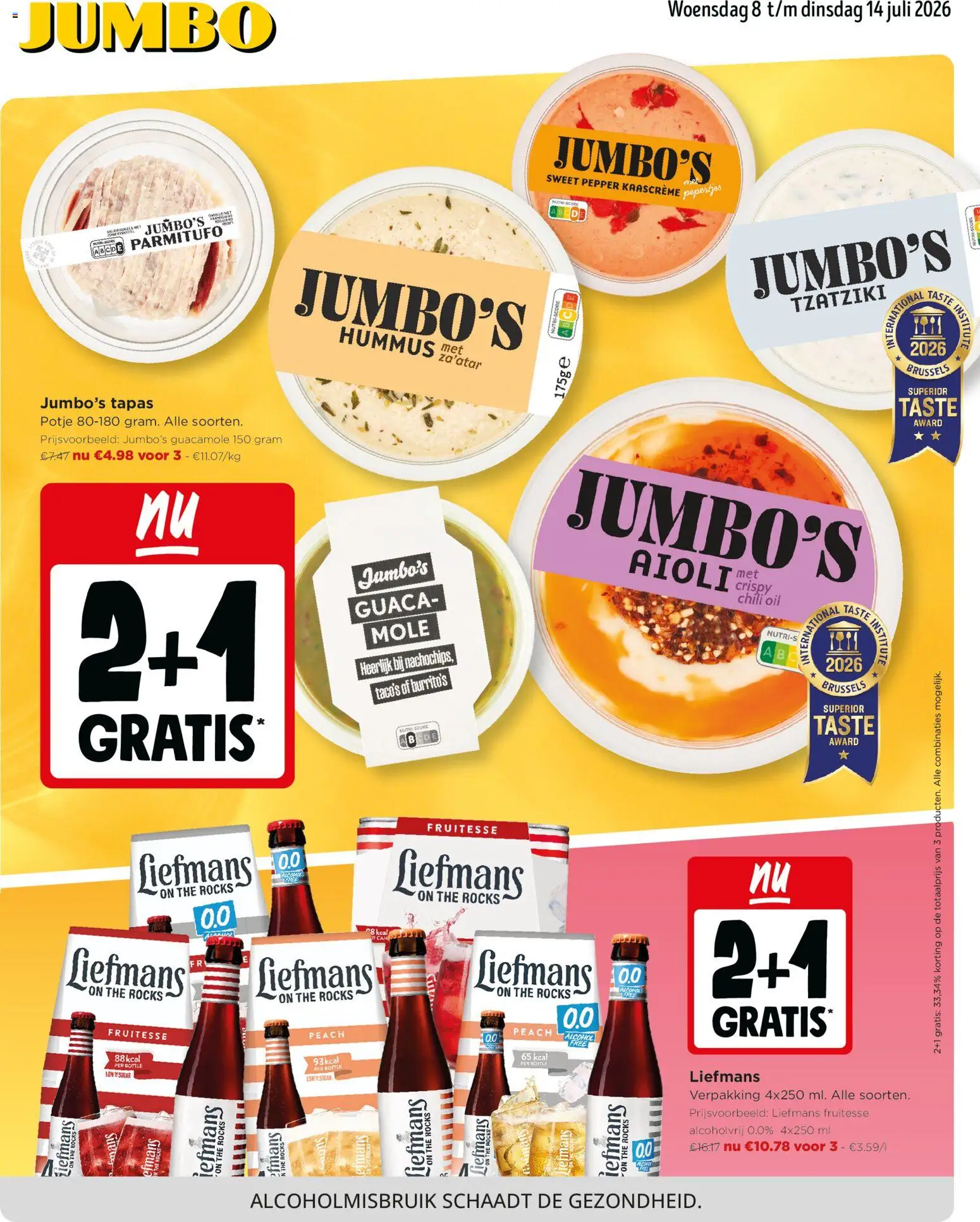 Voorbeeld van JUMBO Folder / Publicité van winkel JUMBO geldig vanaf 08/07/2026 - Guacamole, Chili, Alcohol, Hummus