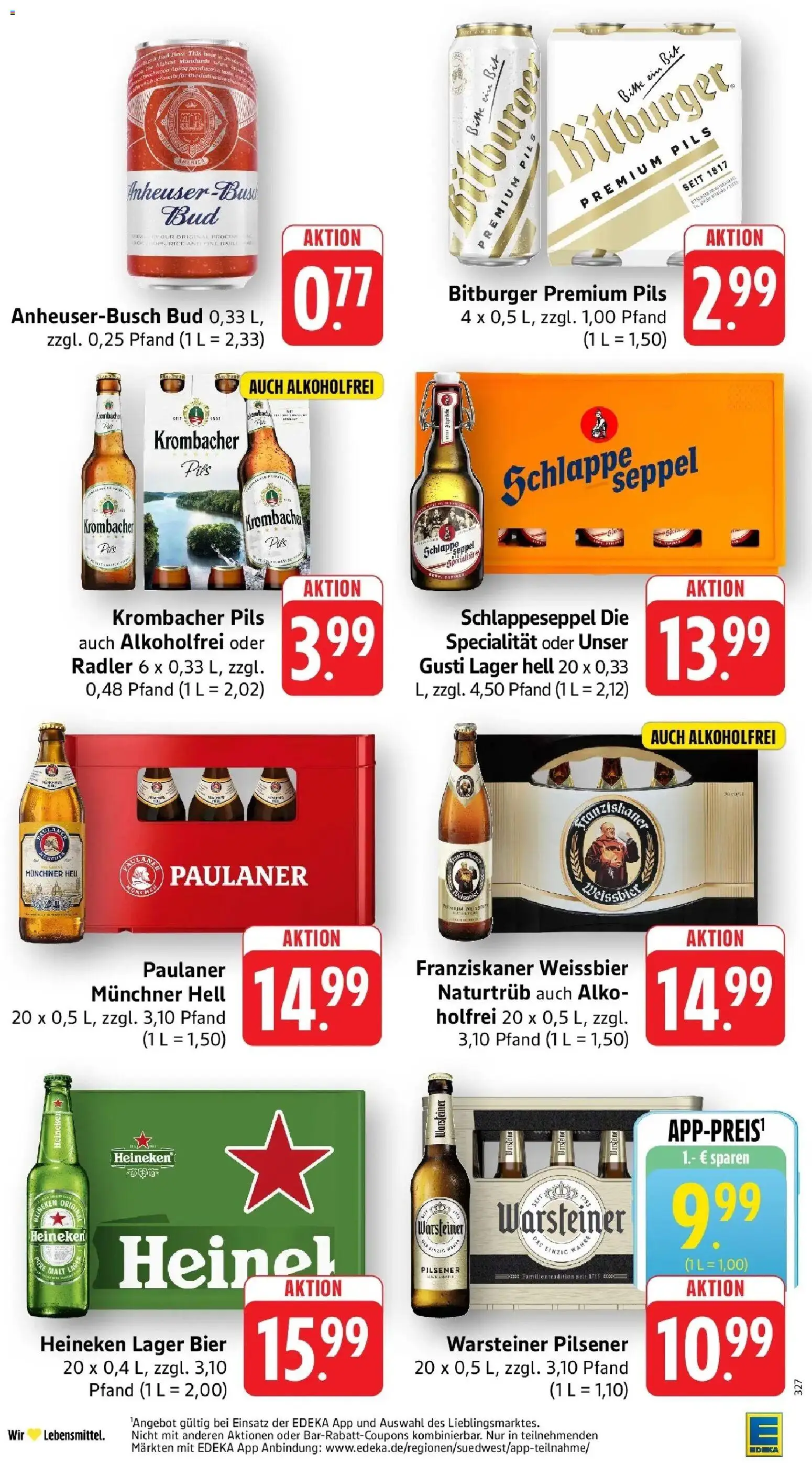 Vorschau von dem Prospekt des Geschäftes Edeka, gültig ab dem 26.10.2026 - Warsteiner, Heineken, Paulaner, Bitburger, Radler, Franziskaner, Weißbier, Pils