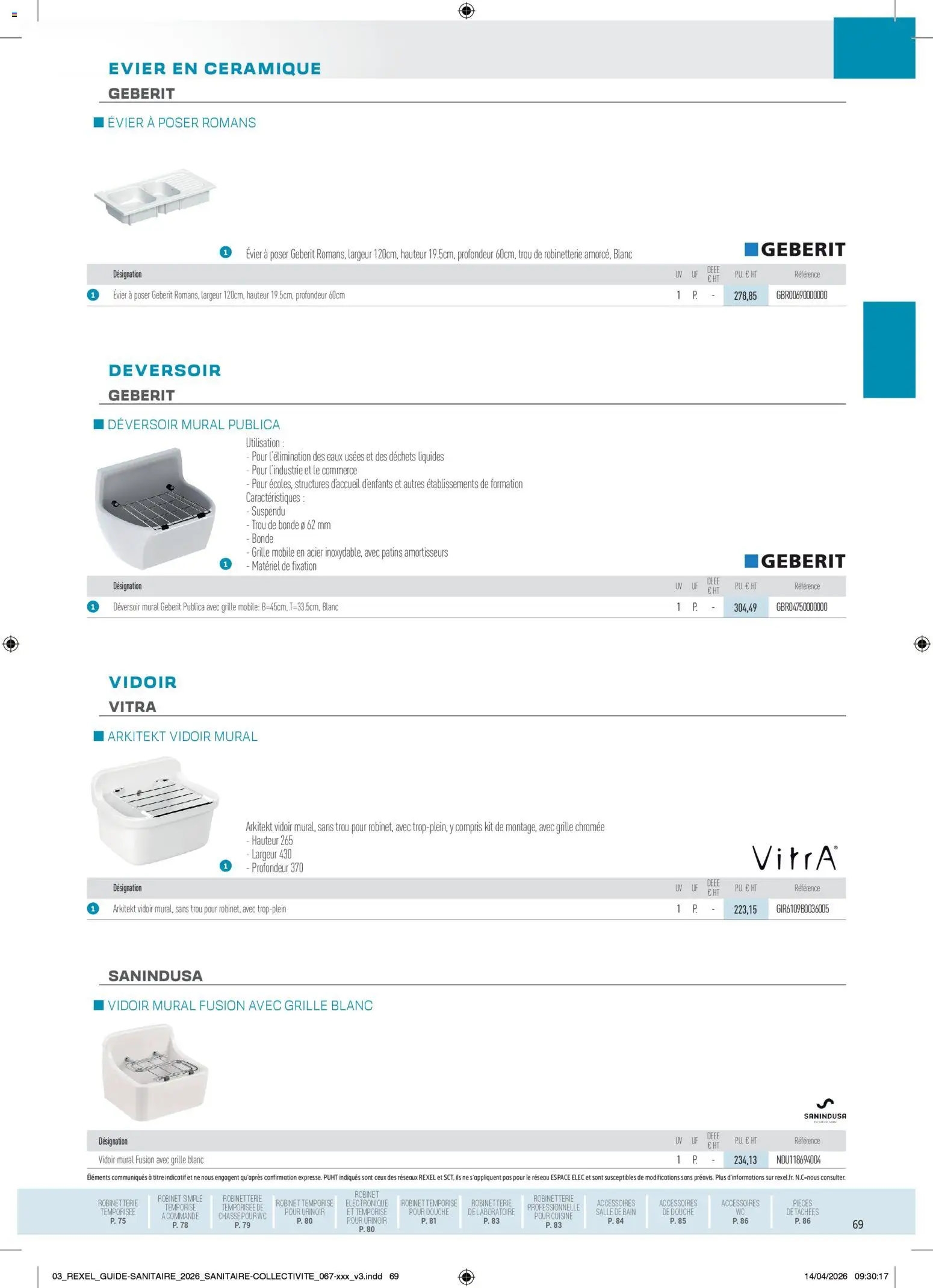 Prévisualisation de Rexel - Brochure Sanitaire du magasin Rexel formulaire valide 20/04/2026 - Douche, Robinet
