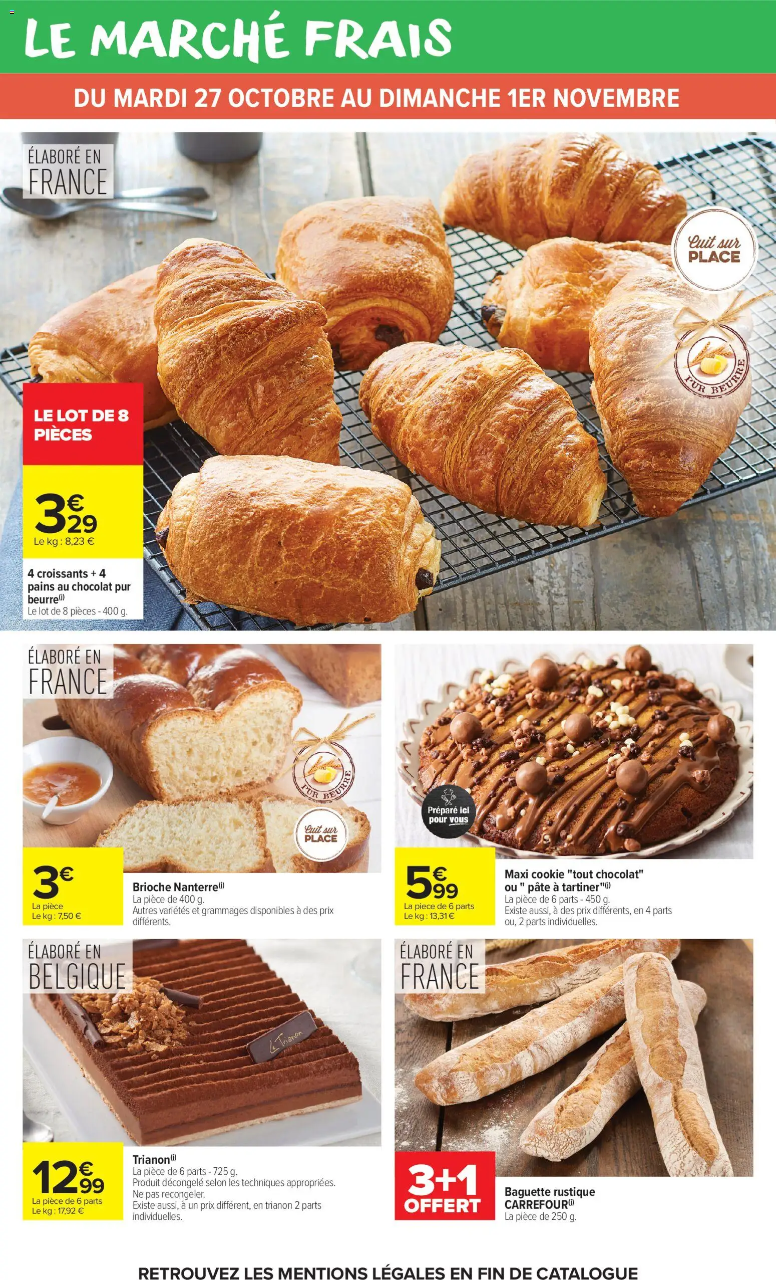 Prévisualisation de Carrefour Market catalogue du magasin Carrefour Market formulaire valide 27/10/2026 - Chocolat, Baguette, Brioche, Pâte, Baguette rustique