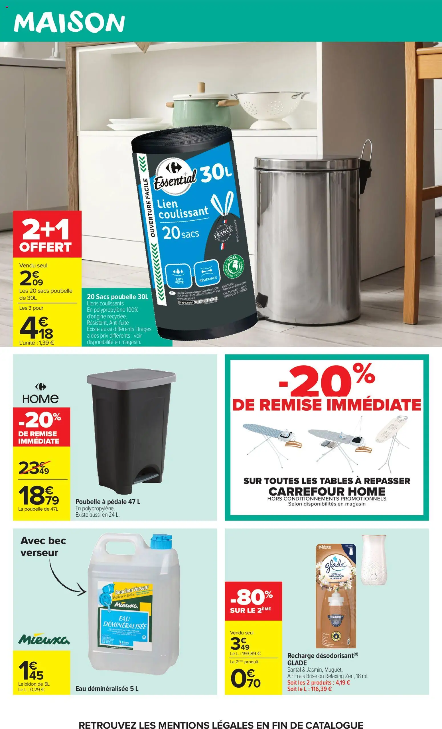 Prévisualisation de Carrefour Market catalogue du magasin Carrefour Market formulaire valide 27/10/2026 - Poubelle, Sacs poubelle, Eau déminéralisée, Poubelle a pedale
