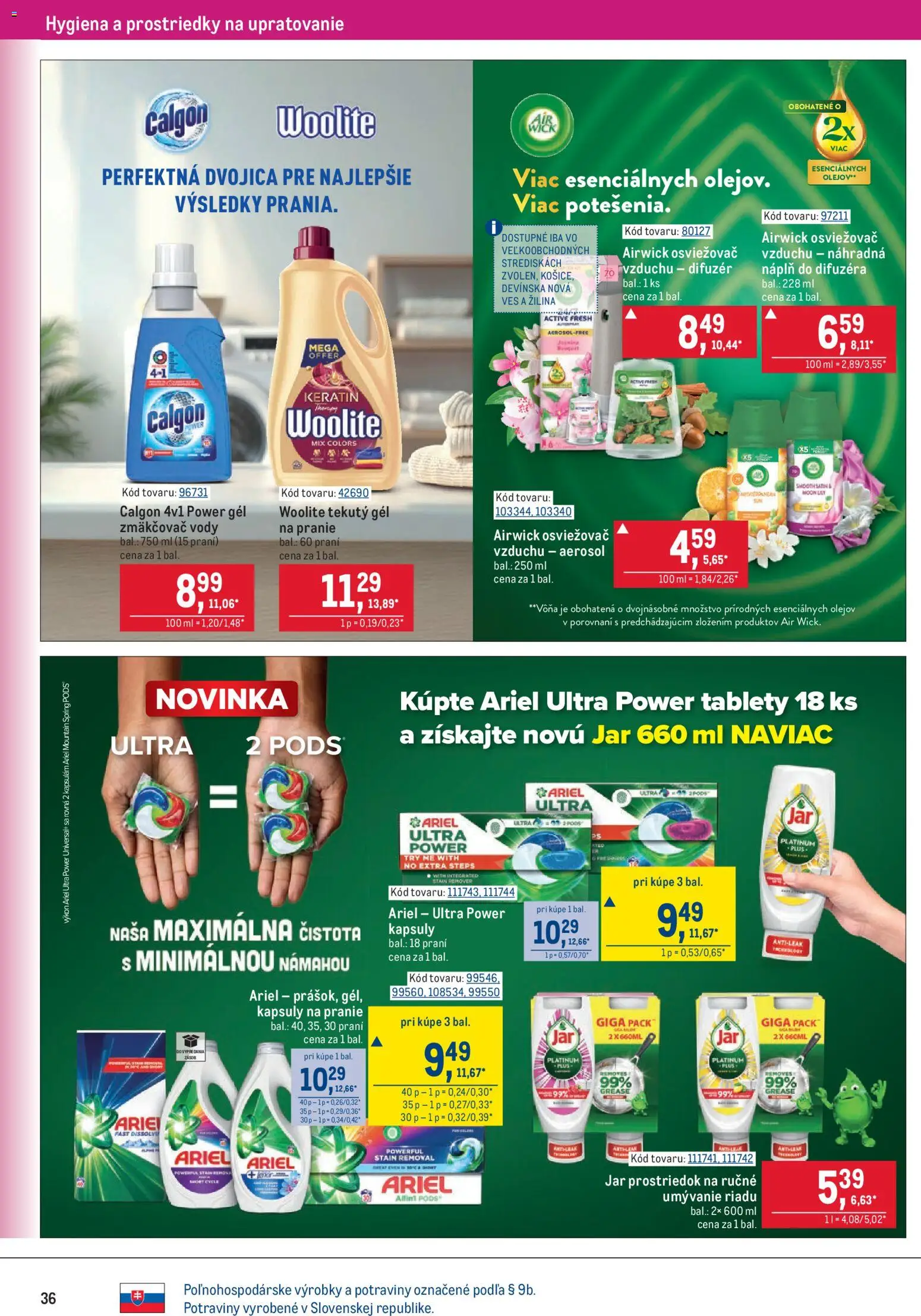 Náhľad Metro letáku platného od 21.10.2026 - Jar, Ariel, Woolite, Difúzer