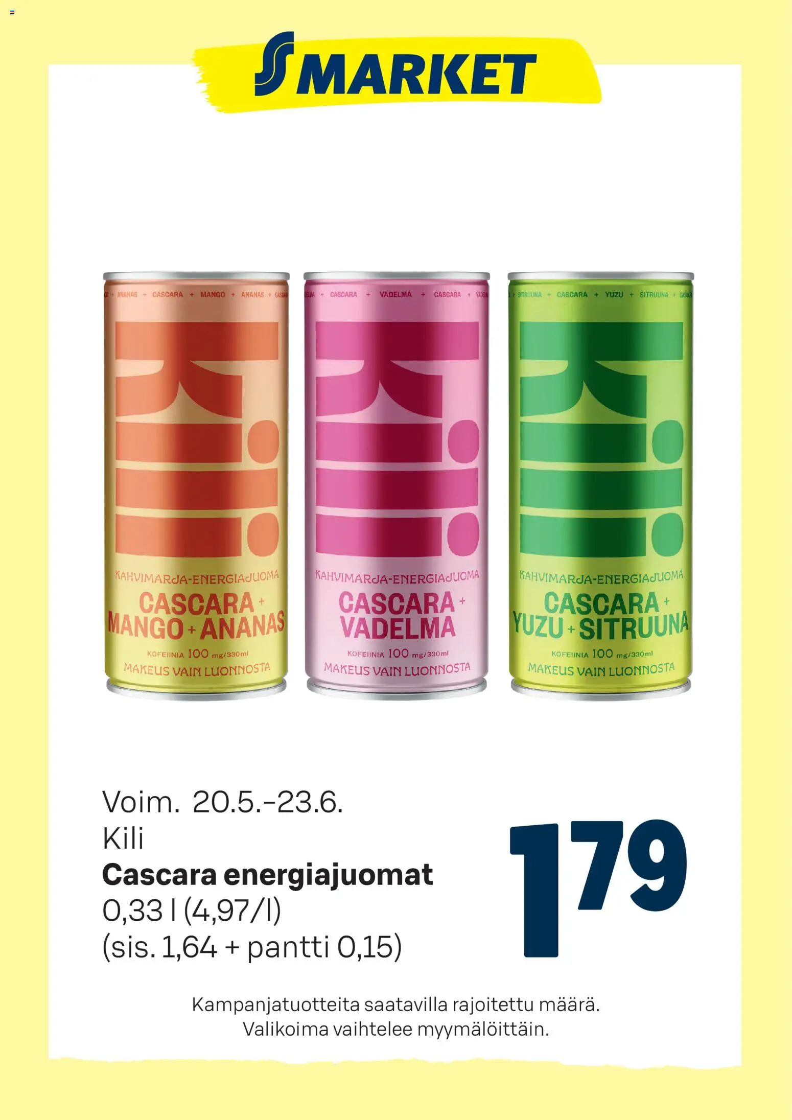 Kaupan S-market S-market tarjoukset Kili energiajuomat esikatselu, voimassa 20/05/2026