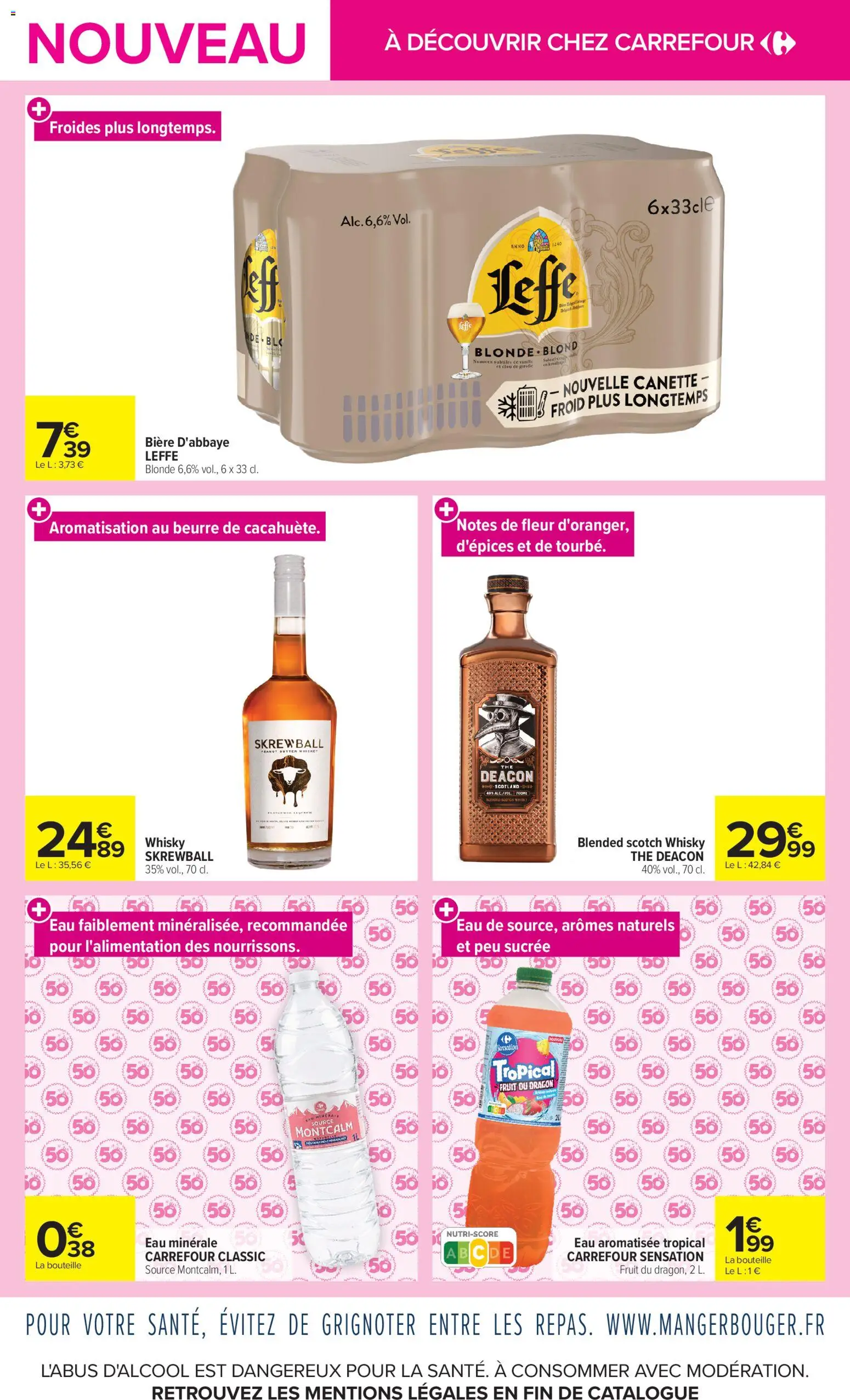 Prévisualisation de Carrefour Les nouveautés de novembre du magasin Carrefour formulaire valide 03/11/2026 - Whisky, Bière, Beurre, Thé, Bouteille, Leffe, Eau aromatisée, Bière d’abbaye