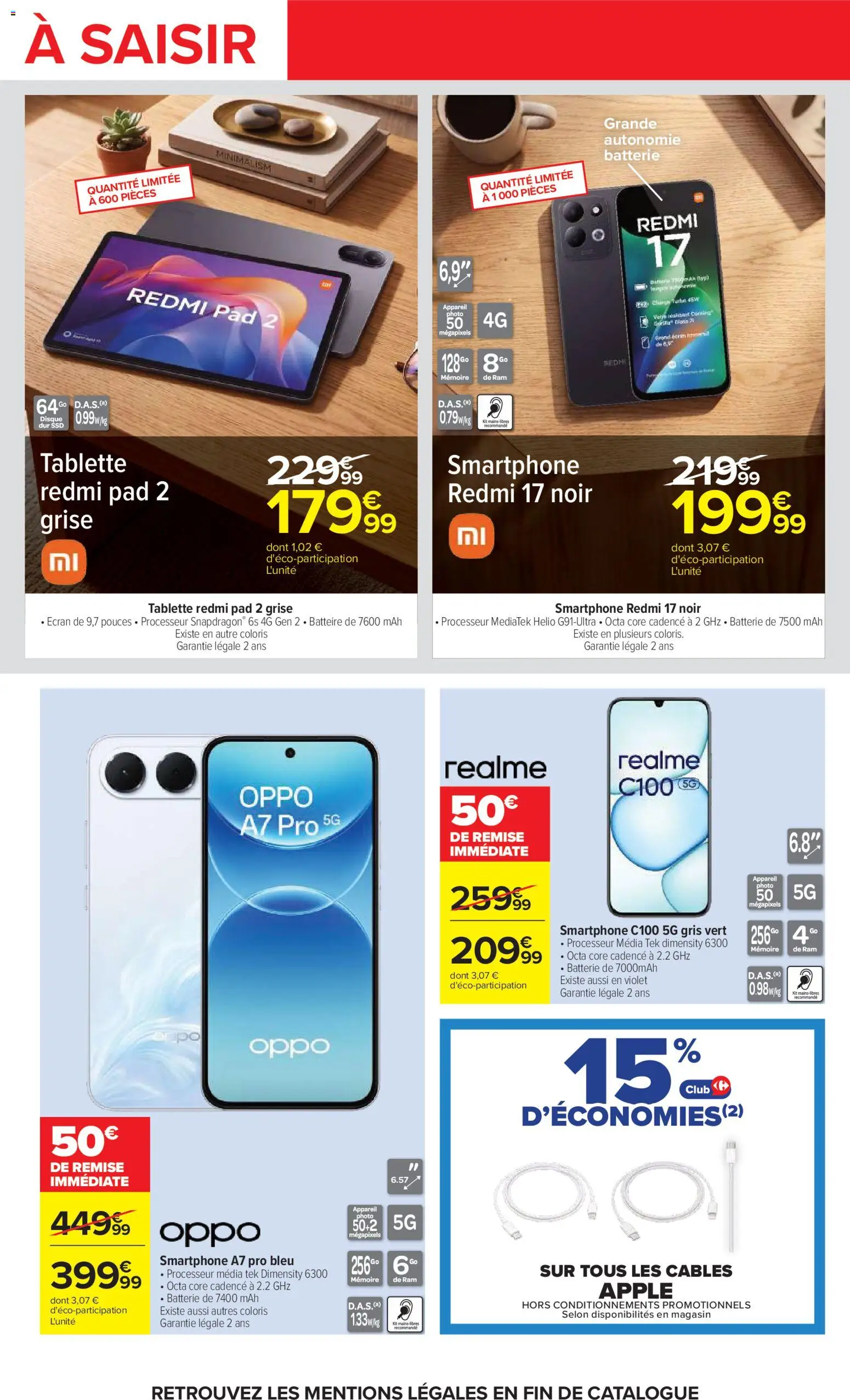 Prévisualisation de Carrefour catalogue du magasin Carrefour formulaire valide 20/10/2026 - Appareil photo, Smartphone, Tablette, Batterie