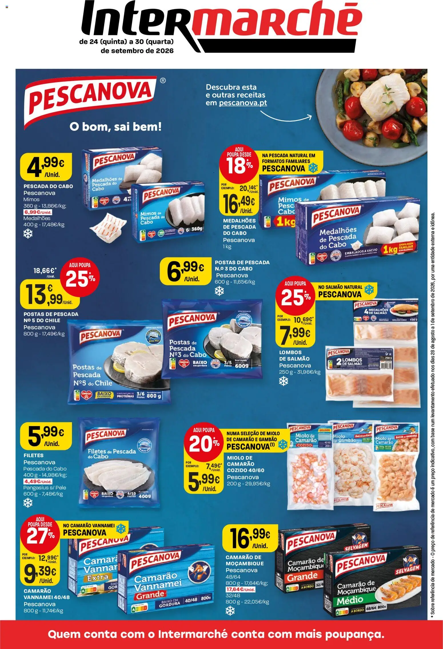 Pré-visualização do folheto da loja Intermarché válida a partir de 24/09/2026 - Camarão, Base, Pescada, Salmão, Cabo, Pescada do cabo