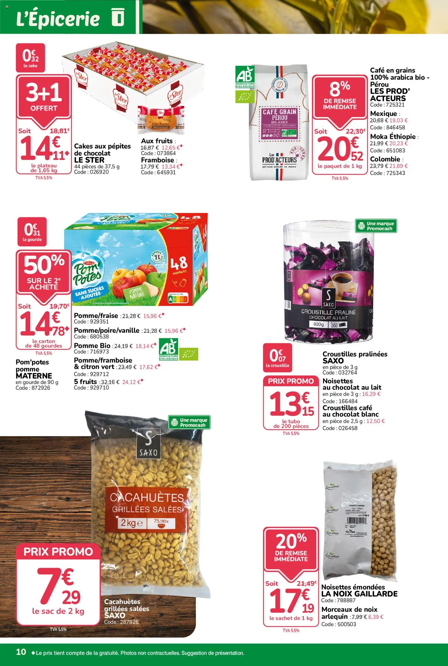 Prévisualisation de Promocash catalogue Rendez-vous Promos du magasin Promocash formulaire valide 29/10/2026 - Café, Sac, Gourde, Noix, Citron vert, Chocolat blanc, Café grain, Pom'potes