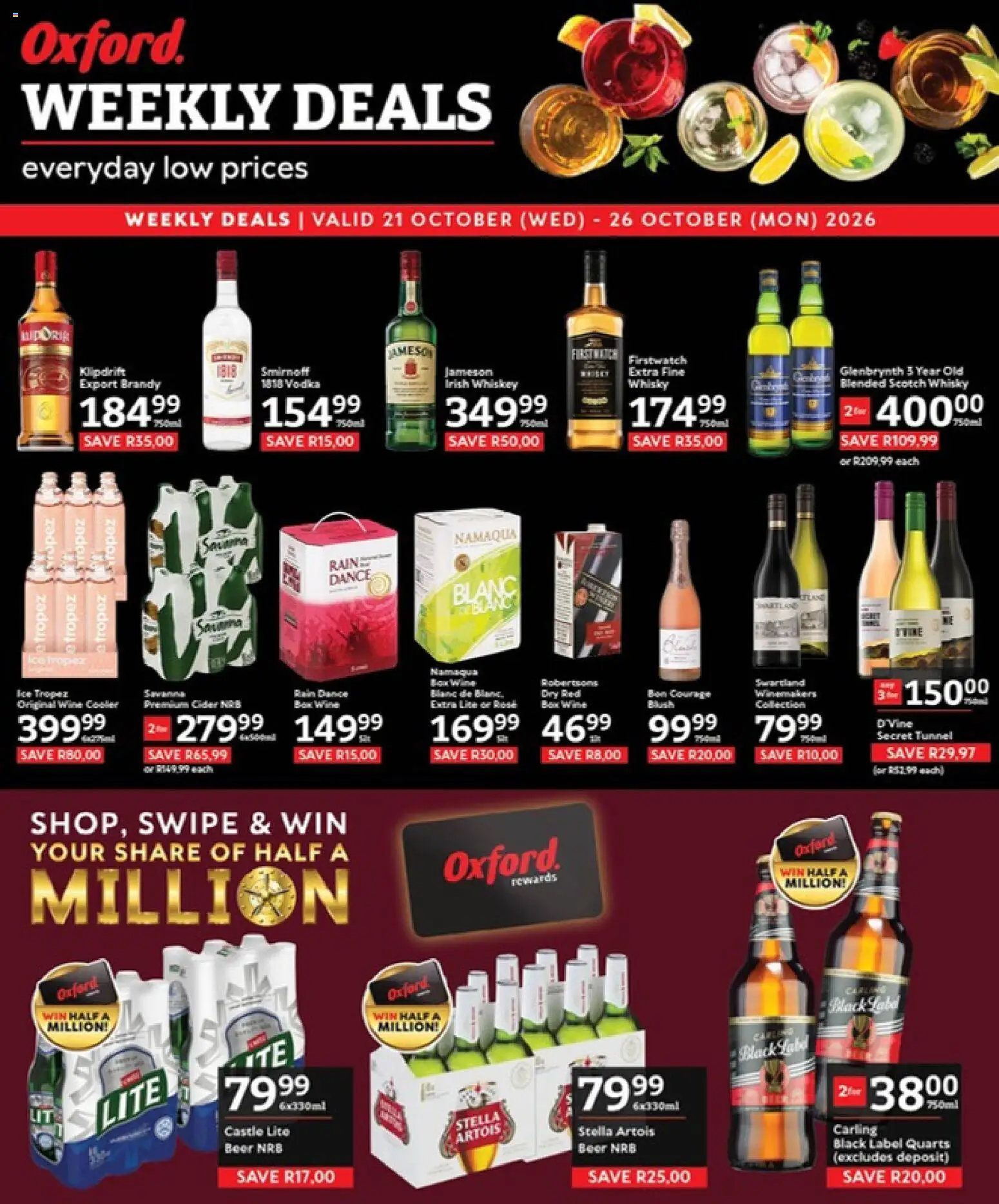 Preview of Oxford Freshmarket flyer valid from 21/10/2026 - Wine, Box, Brandy, Cider, Beer, Blush, Cooler