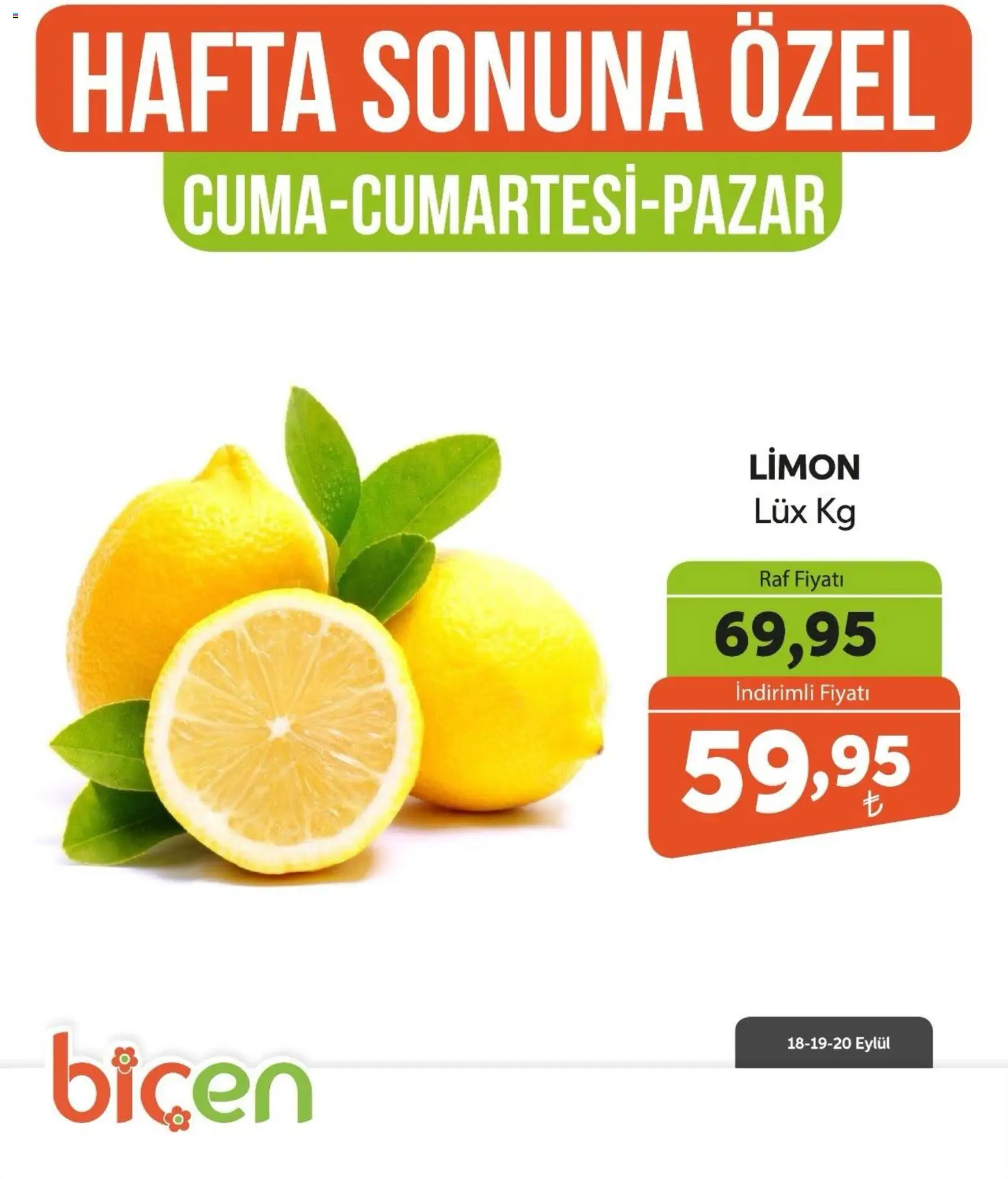 Biçen Market Biçen Market - Hafta Sonuna Özel - Sebze İndirimi 18.09.2026 - Broşürünün önizlemesi
