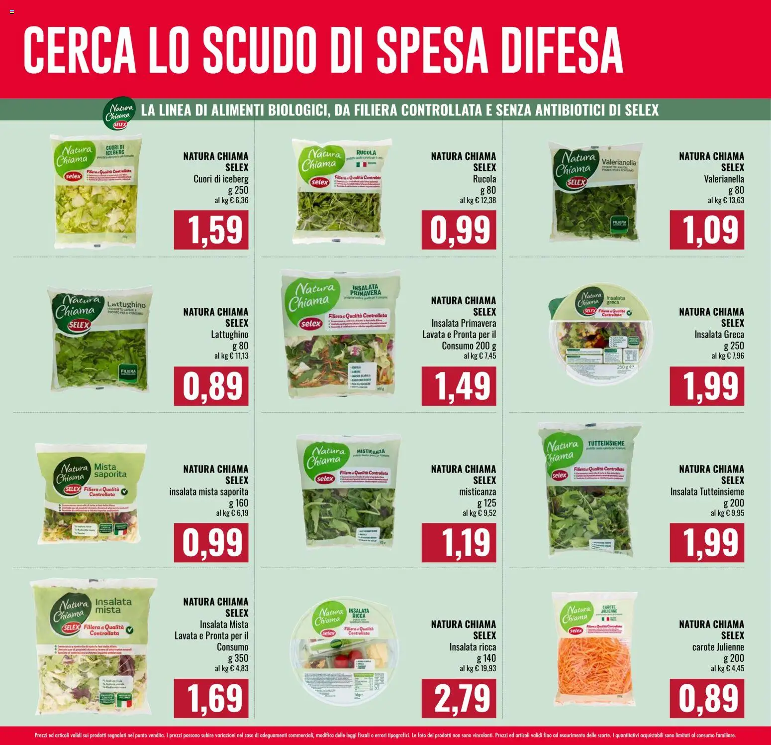 Anteprima dell'opuscolo Famila volantino Spesa Difesa dal negozio Famila valido da 08/10/2026 - Insalata, Rucola, Misticanza, Carote