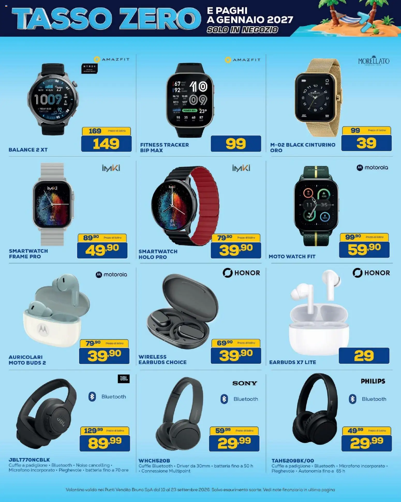 Anteprima dell'opuscolo BRUNO volantino dal negozio BRUNO valido da 10/09/2026 - Smartwatch, Batteria, Microfono, Cuffie, Auricolari