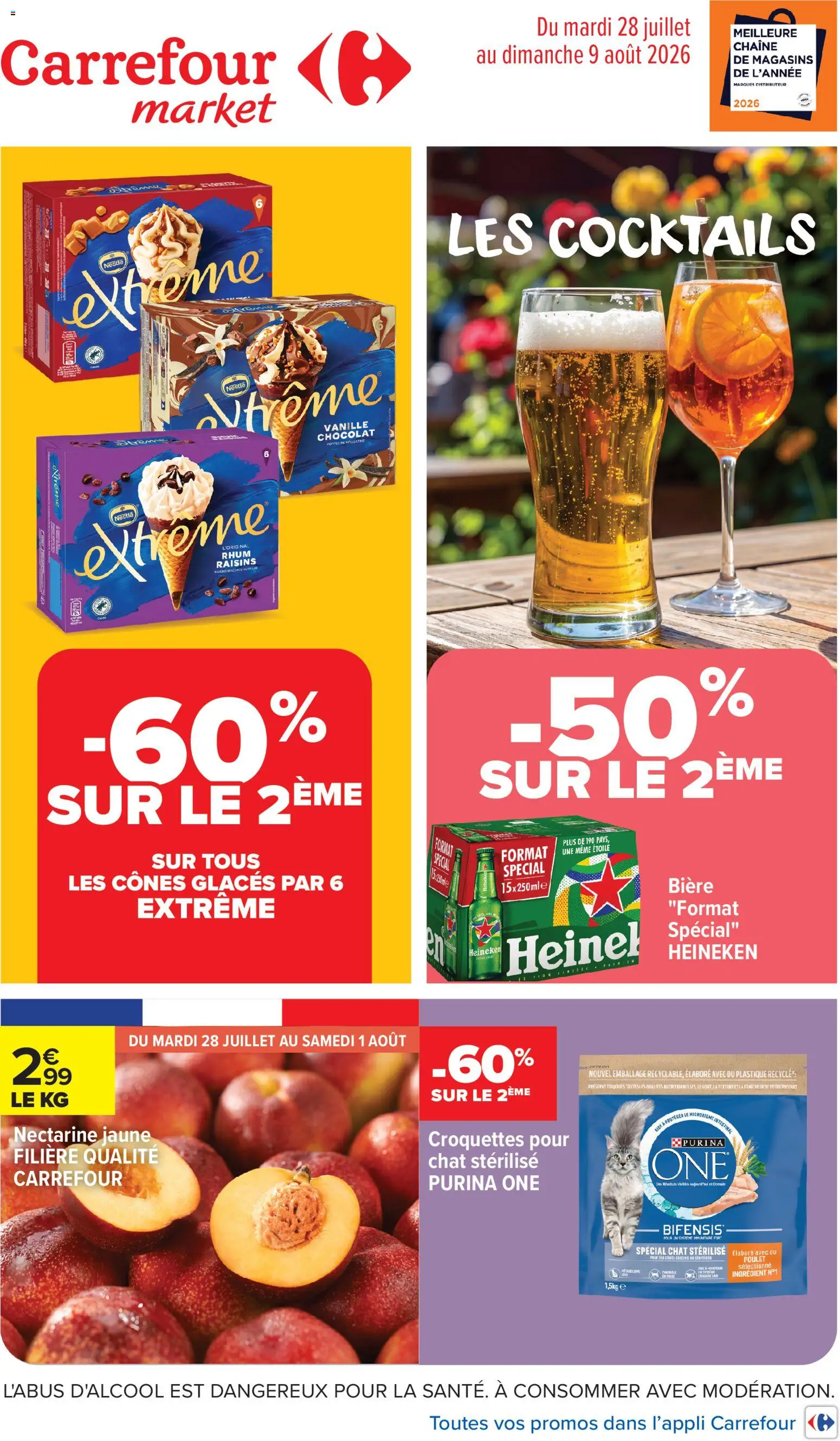 Prévisualisation de Carrefour Market Les cocktails du magasin Carrefour Market formulaire valide 28/07/2026 - Distributeur, Chocolat, Bière, Vanille, Heineken, Nectarine, Croquettes, Cônes