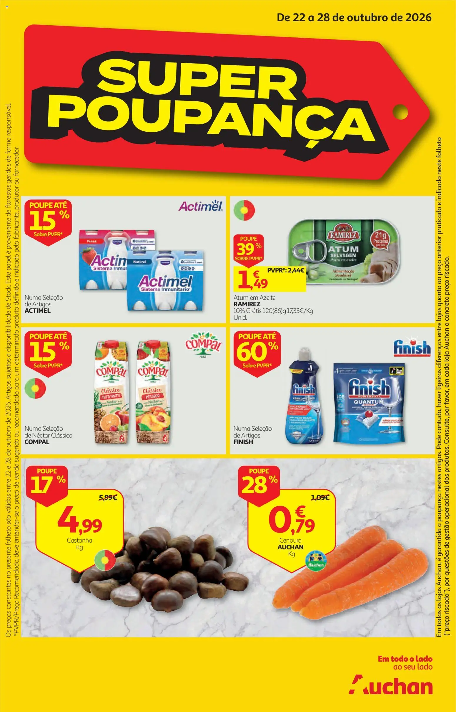 Pré-visualização do folheto da loja Auchan válida a partir de 22/10/2026 - Azeite, Atum, Cenoura, Proteina, Atum em azeite