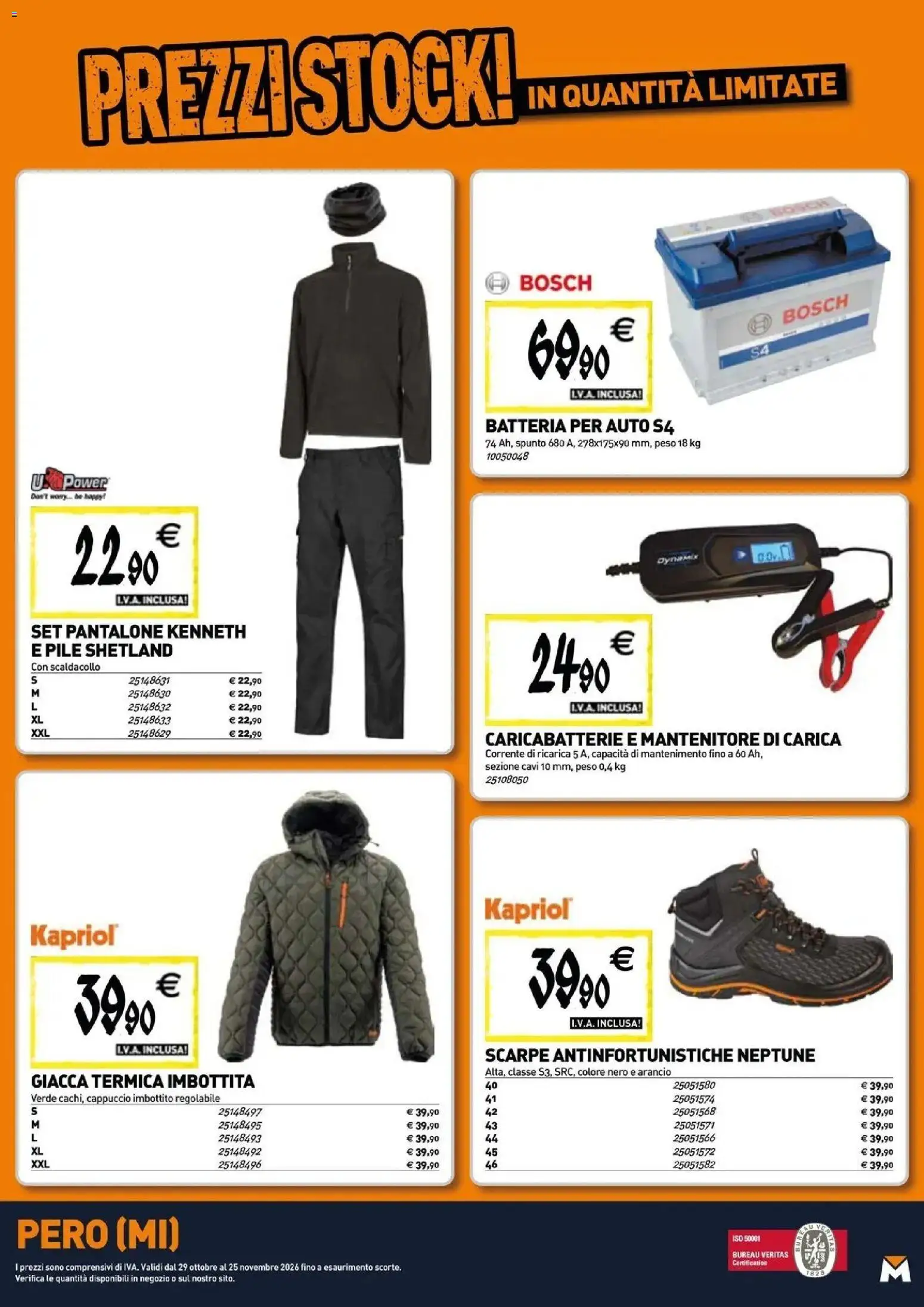 Anteprima dell'opuscolo TECNOMAT catalogo Pero dal negozio TECNOMAT valido da 29/10/2026 - Scarpe, Batteria, Caricabatterie, Giacca, Pile, Cappuccio, Batteria per auto