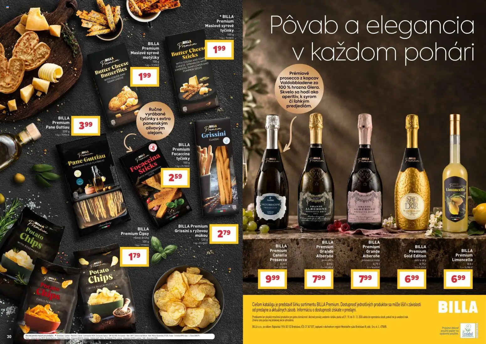 Náhľad Billa letáku platného od 21.10.2026 - Prosecco, Focaccia, Chilli, Gouda, Syrové tyčinky