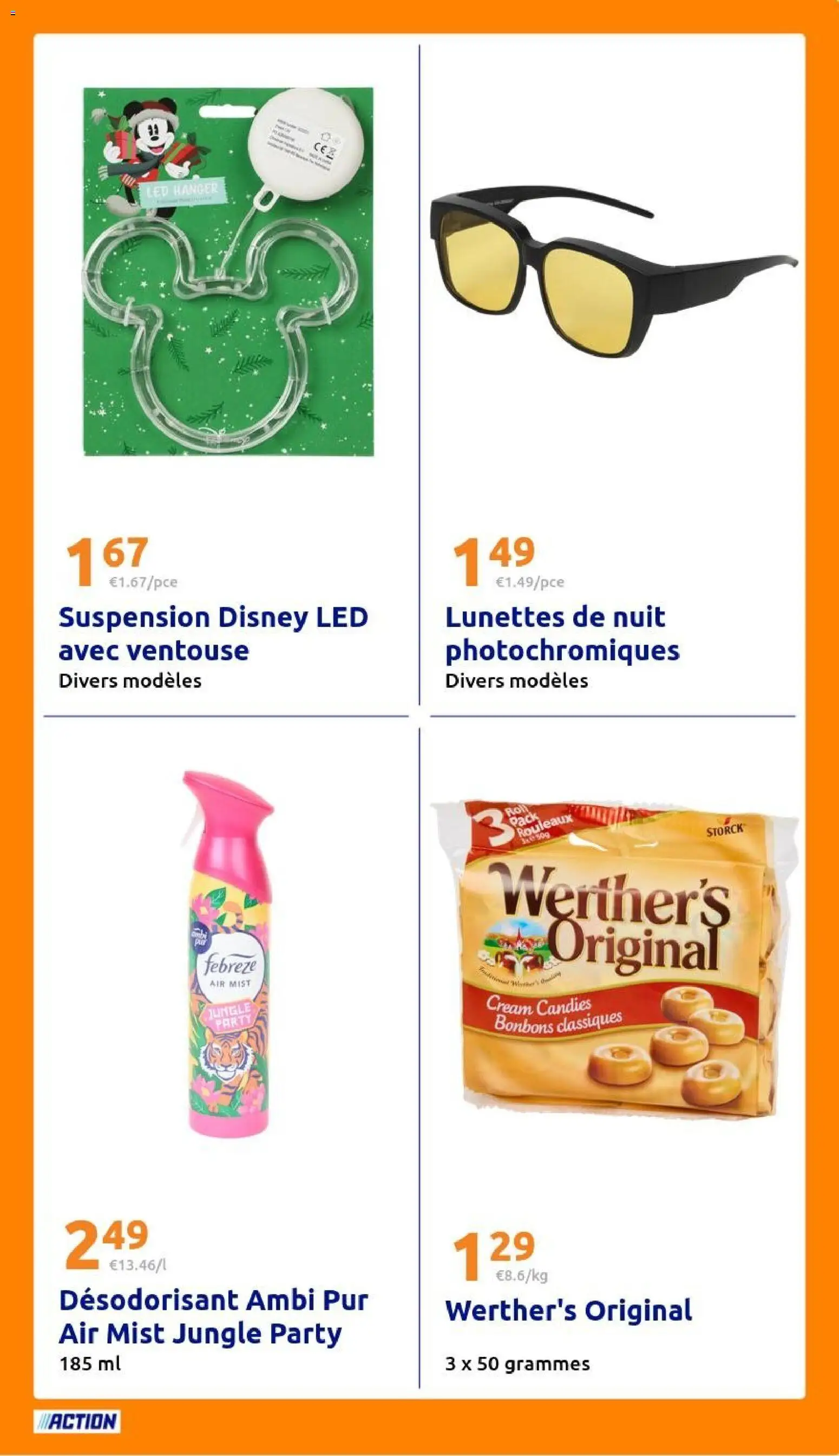 Prévisualisation de Action catalogue du magasin Action formulaire valide 28/10/2026 - Bonbons, Lunettes, Suspension, Ventouse, Désodorisant