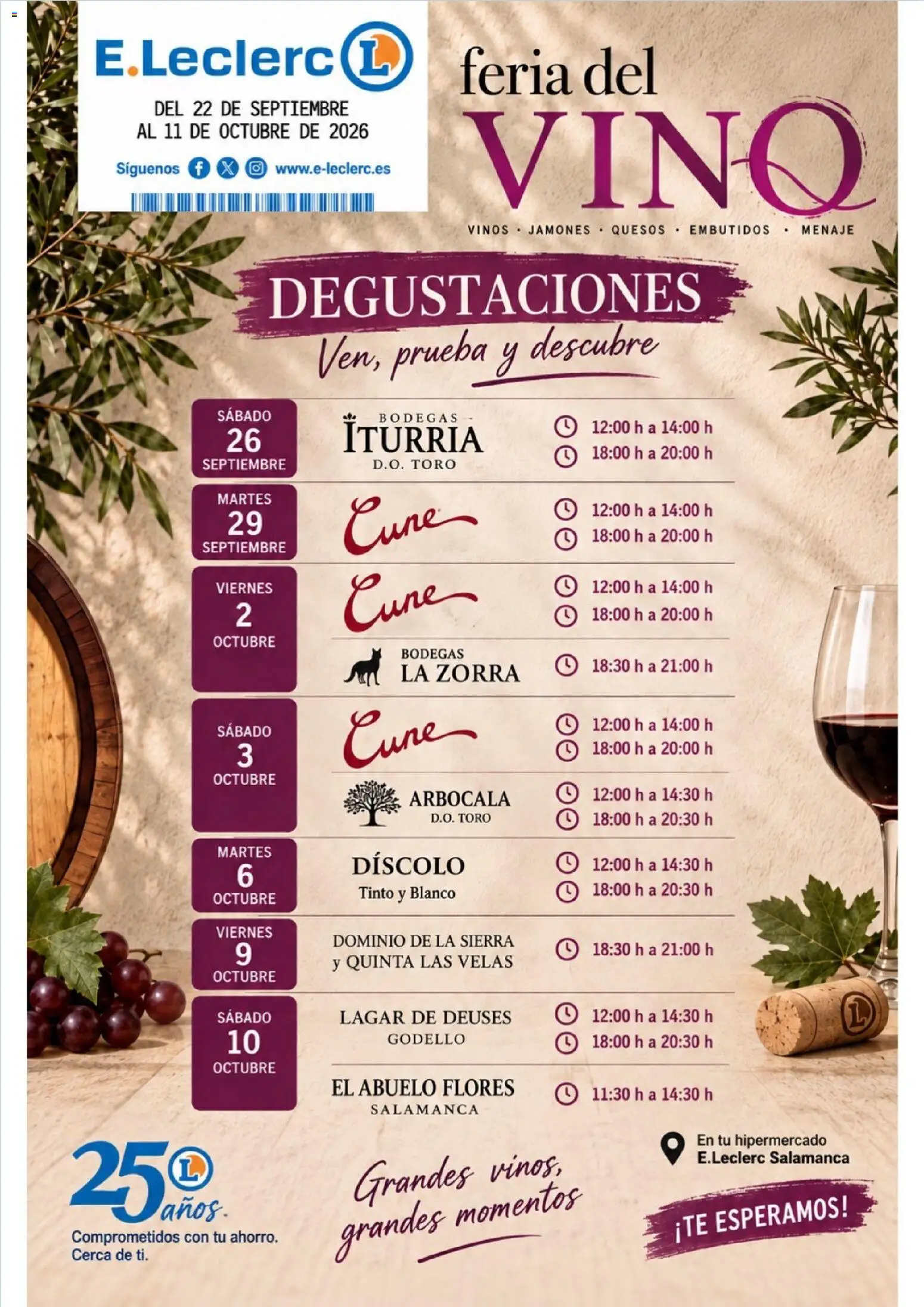 Vista previa del folleto de la tienda E.Leclerc válido desde el 22/09/2026 - Flores, Vino, Velas, Embutidos