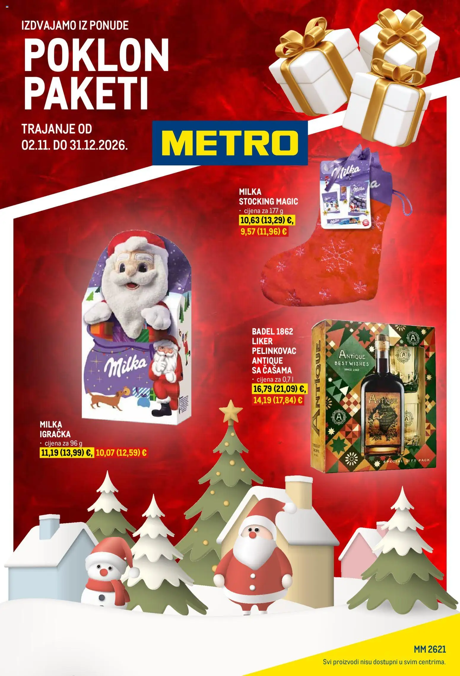 Pregled letka Metro Poklon paketi trgovine Metro vrijedi od 02.11.2026 - Pelinkovac, Pelinkovac Antique, Milka, Badel, Igračka, Liker