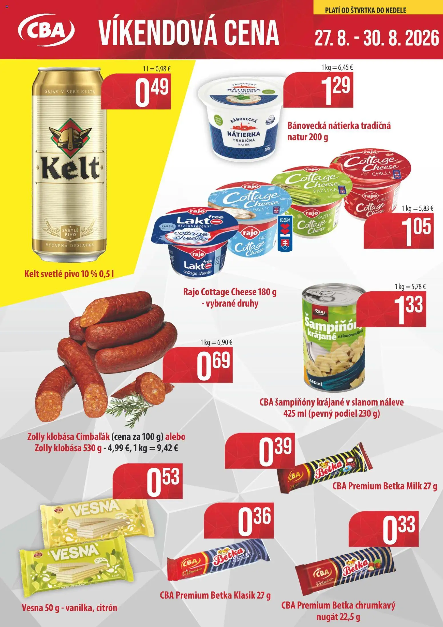 Náhľad CBA Komfos letáku platného od 27.08.2026